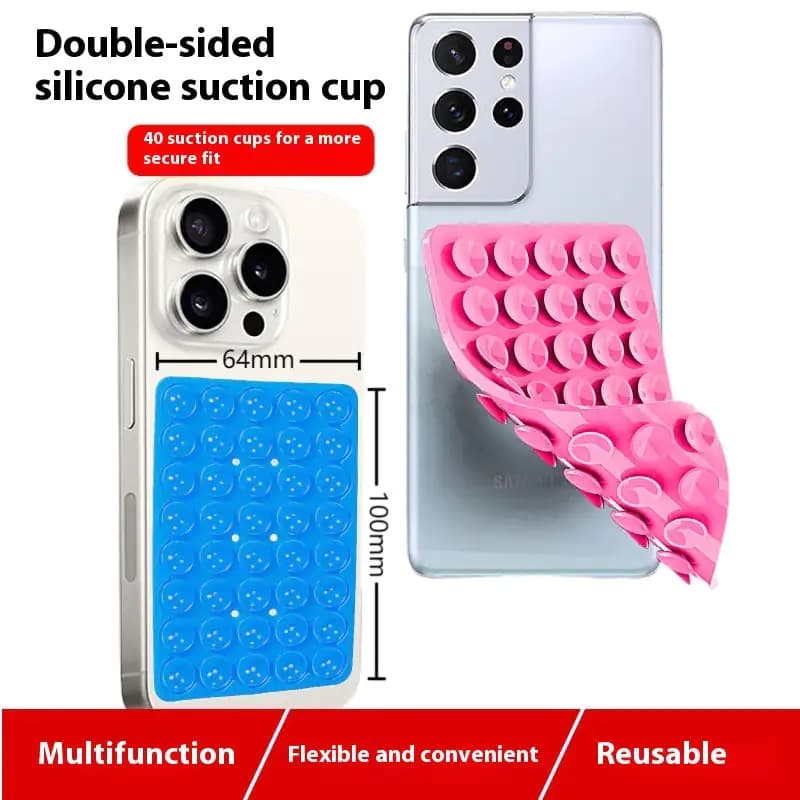 Silicone Double-Sided Suction Cup Phone Case Detachable Mount, Sticky Phone Grip with Higher Suction Power for iPhone, Hands-Free Phone Accessories Holder for Selfies and Videos