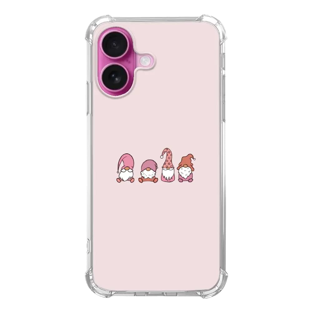 Taywry Pink Gnomes Phone Case Compatible with iPhone 16 Plus Minimalist Aesthetic Christmas Phone Case for iPhone 16 Plus Trendy TPU Phone Case Cover
