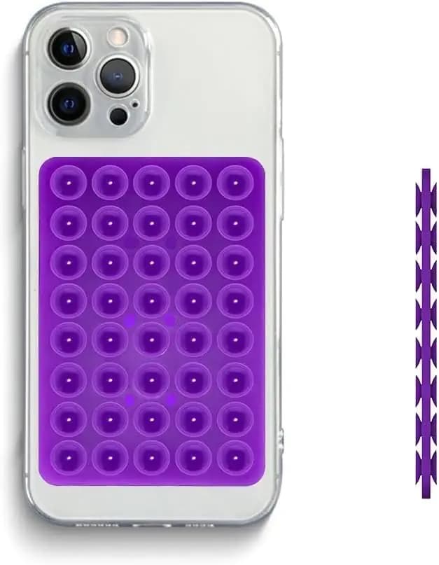 KIKI CELL Silicone Suction Cup Phone Case Mount Double Sided Phone Accessories Hands-Free Strong Grip Holder for Selfies and Videos Silicon Phone Stand for iPhone and Android (Purple)