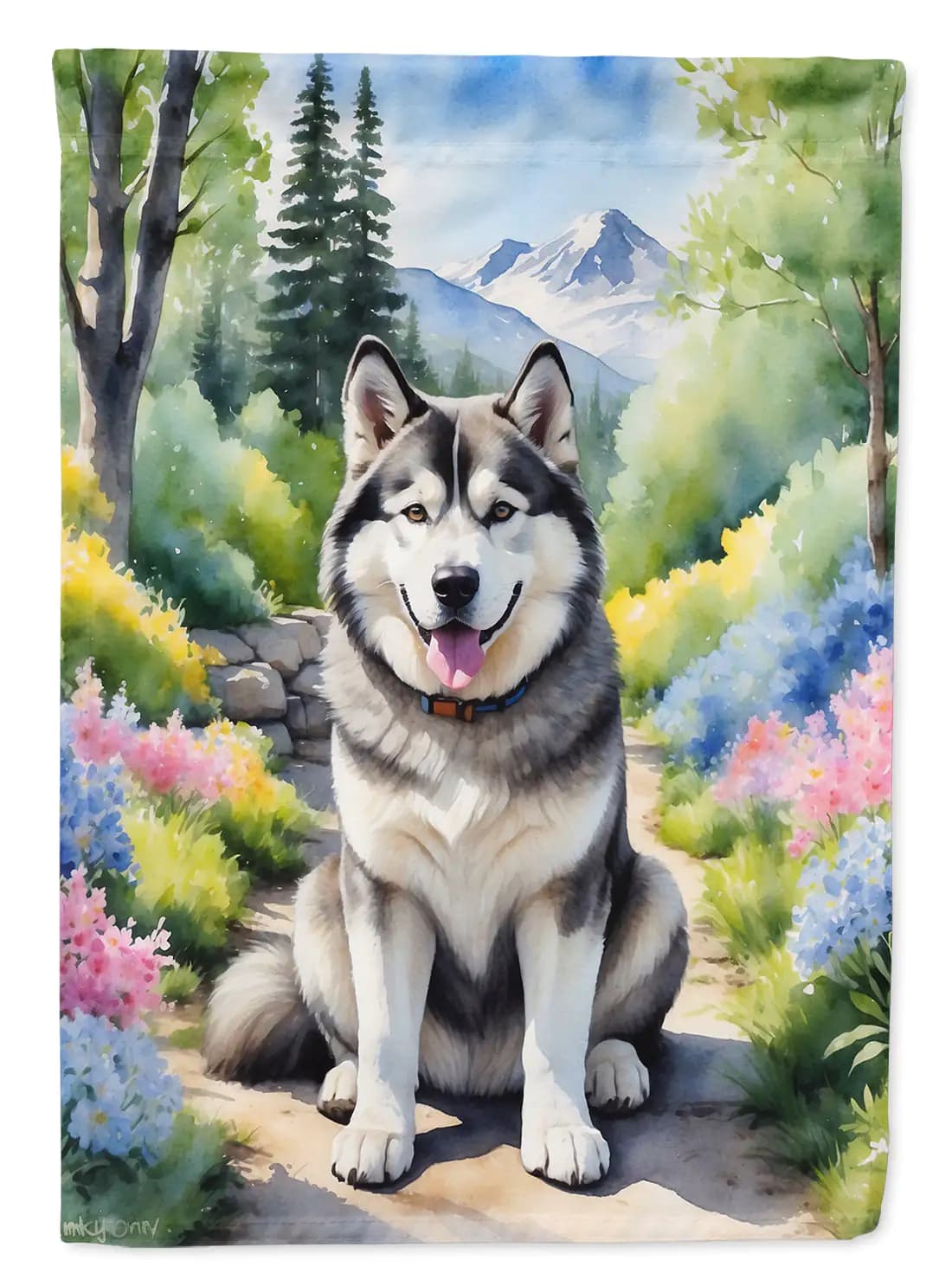 Alaskan Malamute Spring Garden Flag