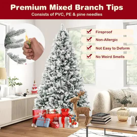 1 Pc Stunning Lighting 4.5 6 7 Feet Artificial Xmas Tree With Pine Needles And LED Lights