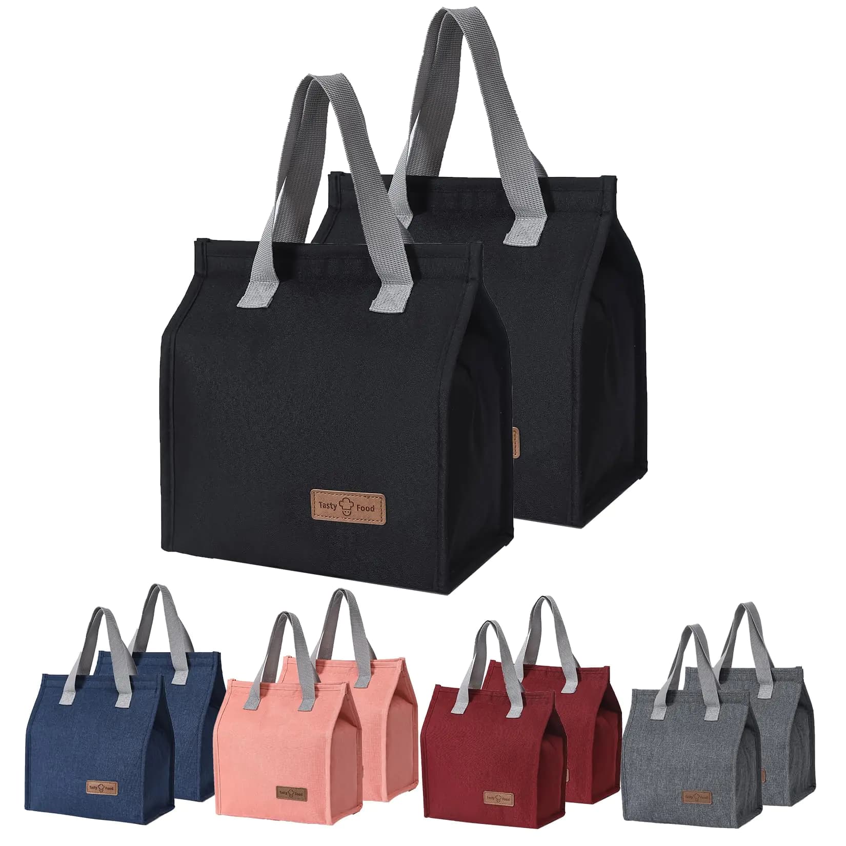 Black Insulated Lunch Bag Set for Work