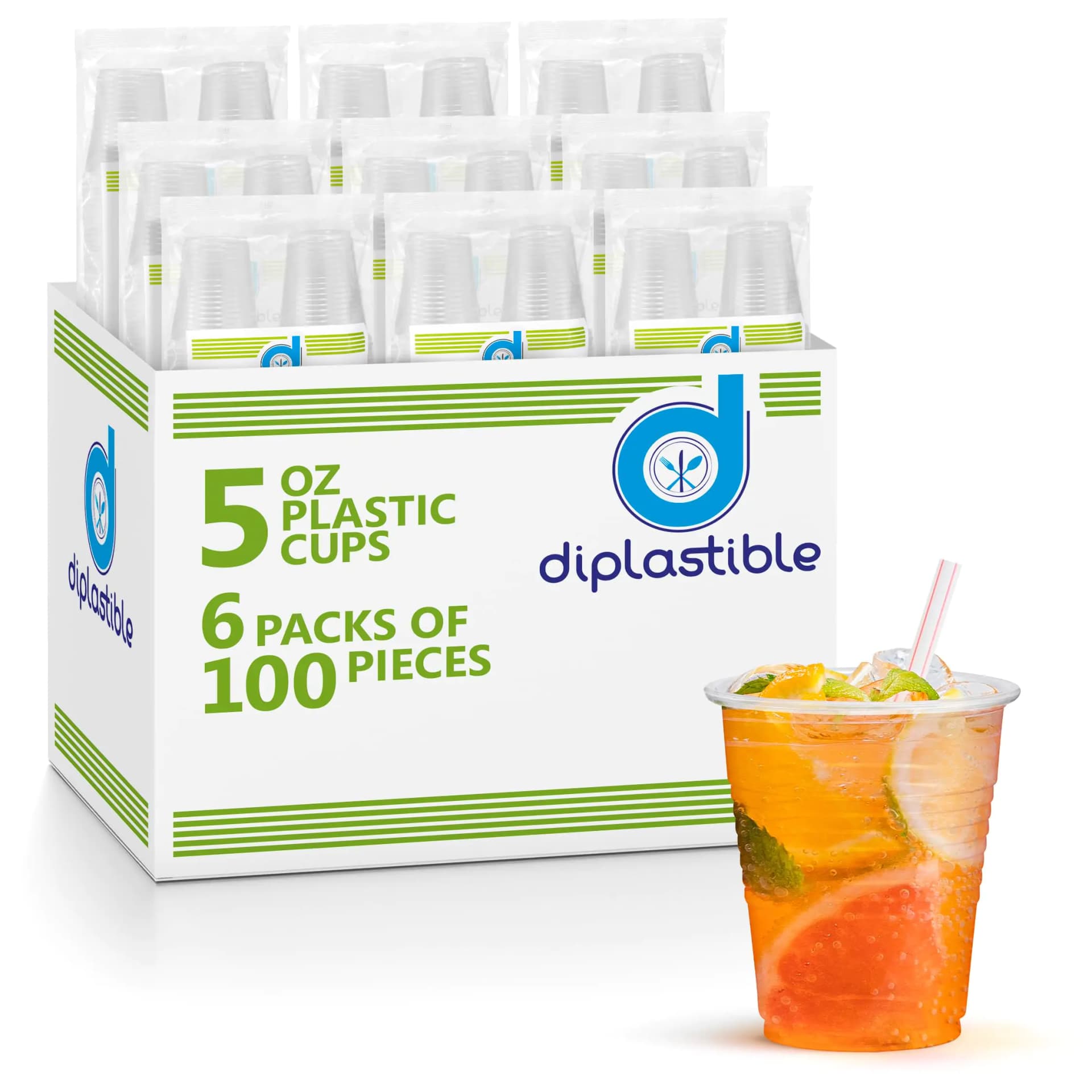 Diplastible 600 pack 5 oz Clear Plastic Cups for Parties Disposable Drinking Cups for Birthday Party Supplies Office Home Events Picnics and Dessert