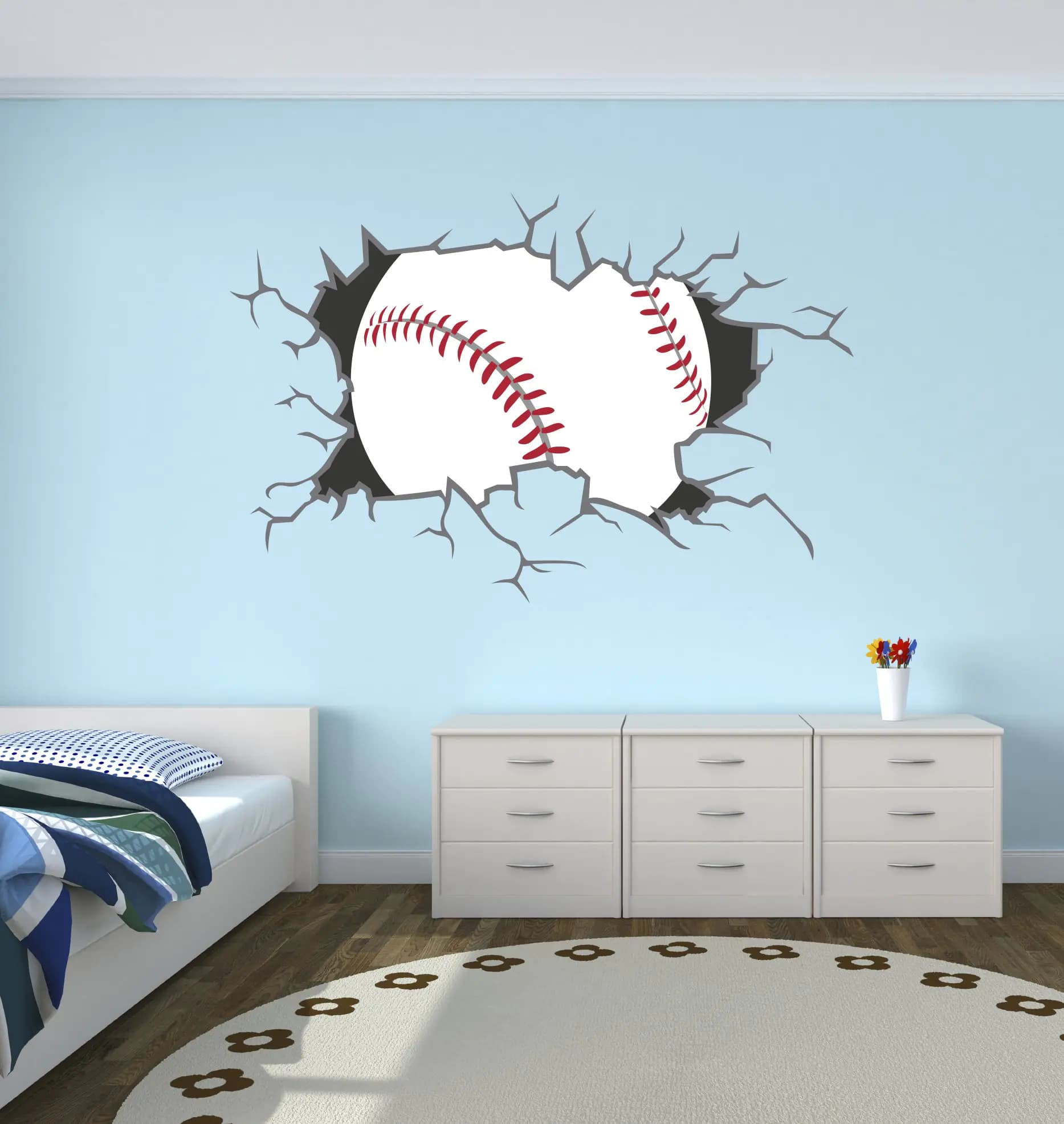 West Mountain Baseball Breaking Wall Decal Home Decor Art Vinyl Sticker
