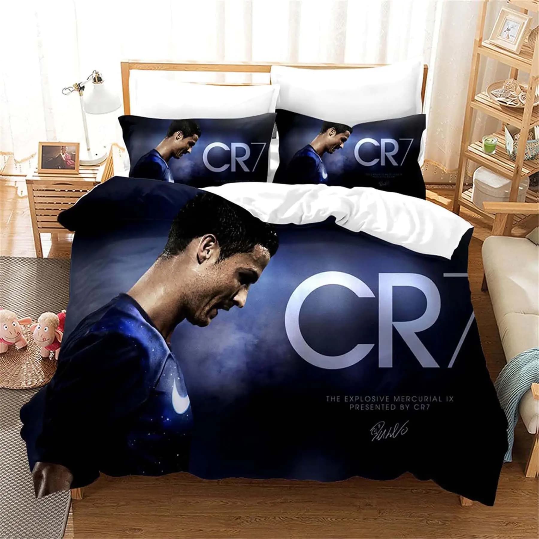 Elincar Soccer Bedding Twin Microfiber 2PC Kids Duvet Cover Set Lightweight Soft Zipper Breathable Closure Soccer Twin Bedding Set 68 x 86