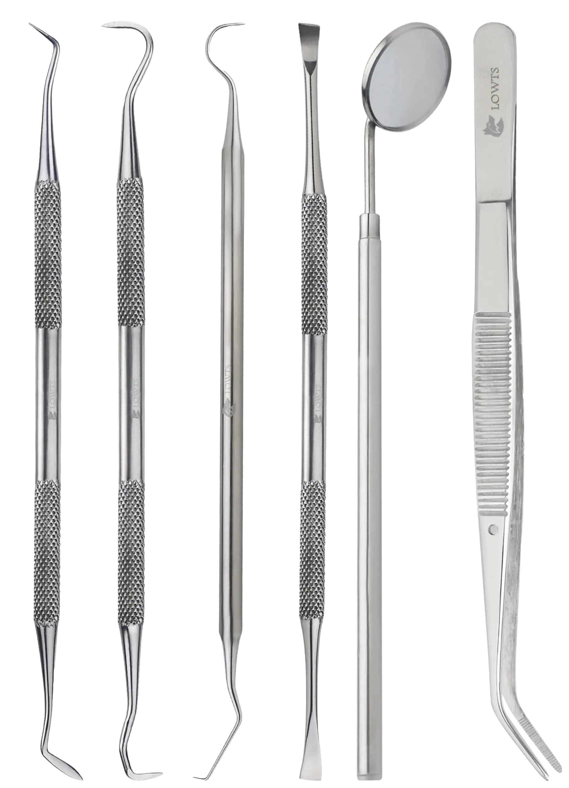 Dental Kit Tools 6 PC Dental Hygiene Kit Stainless Steel Tooth Scraper Plaque Remover Teeth Cleaning Tools Dental Hygiene Kit with Dental Picks Teeth Cleaning Kit