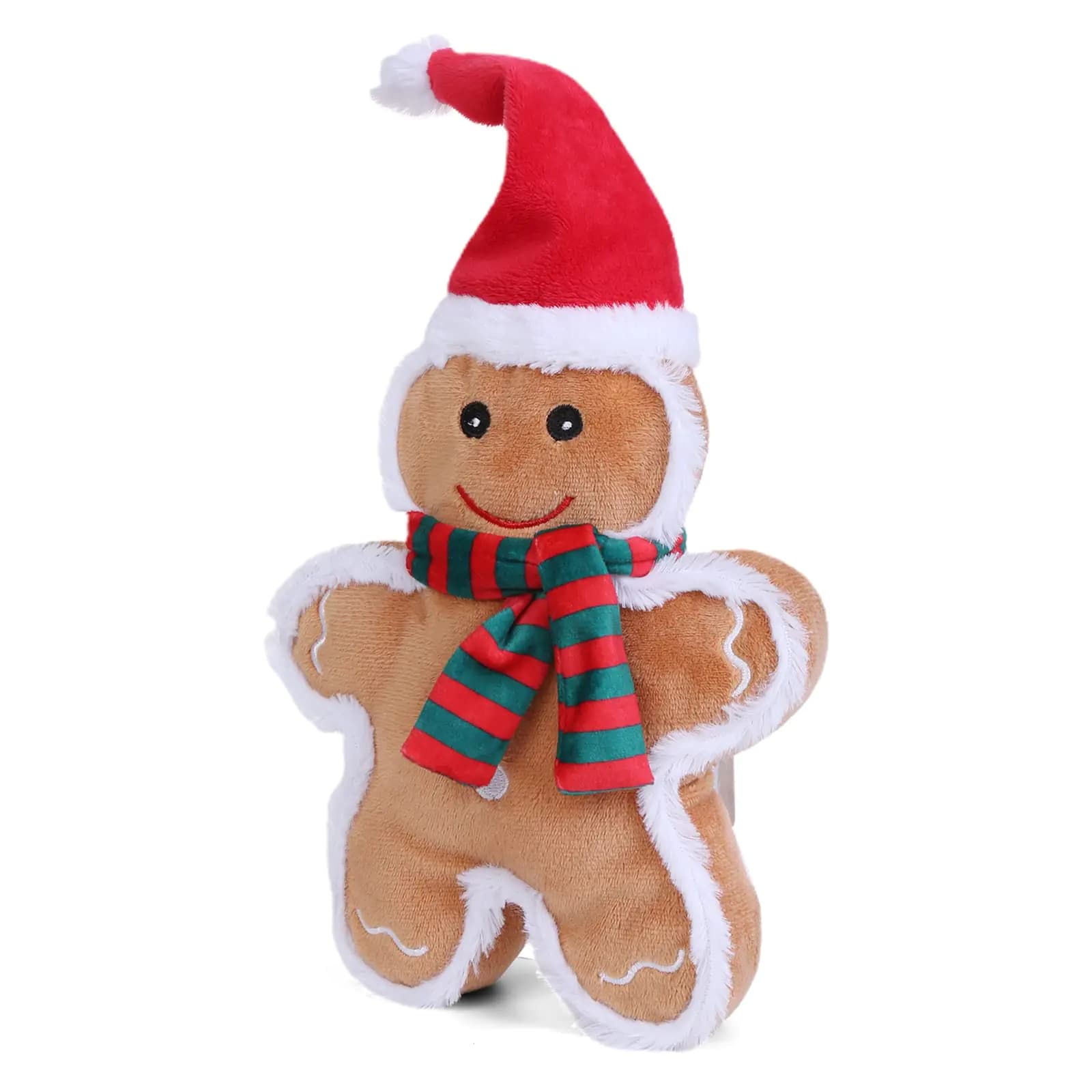 Squeaky Gingerbread Man Plush Dog Toy With Crinkle