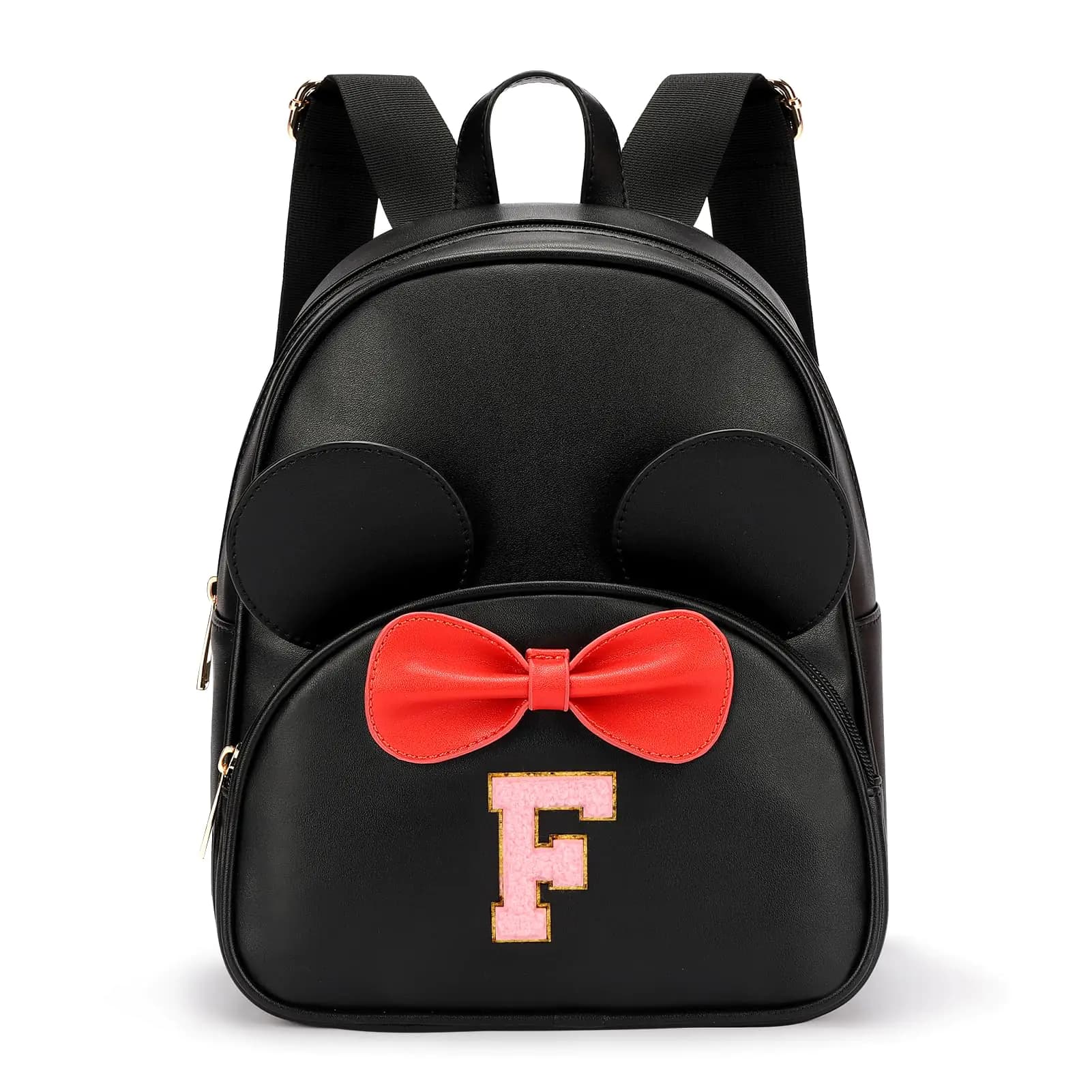 mibasies Mini Backpack for Girls Gift: Mini Mouse Backpack with Letter - Small Backpack for Women (Black L)