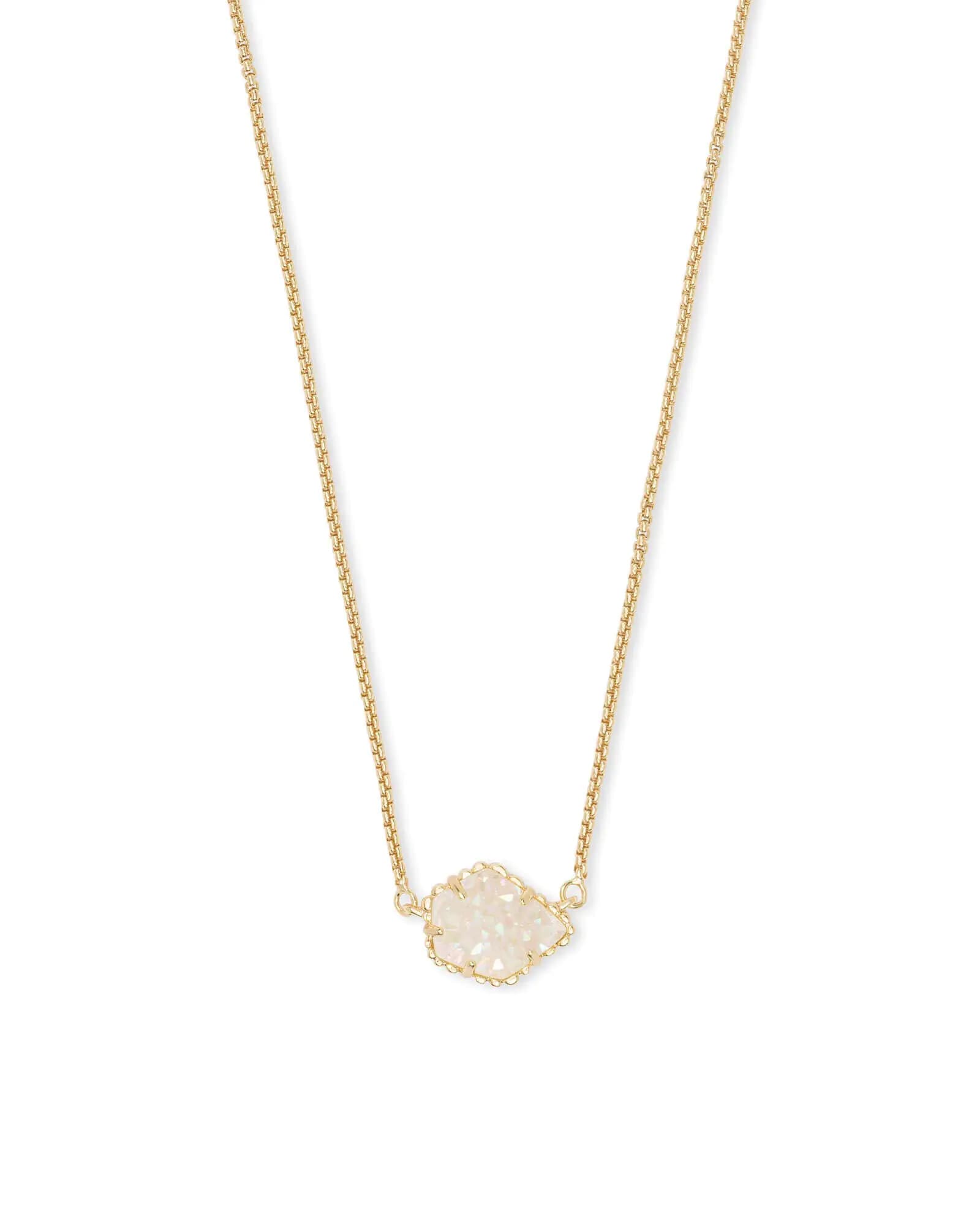 Kendra Scott Tess Pendant Necklace for Women Fashion Jewelry Gold-Plated Iridescent Drusy