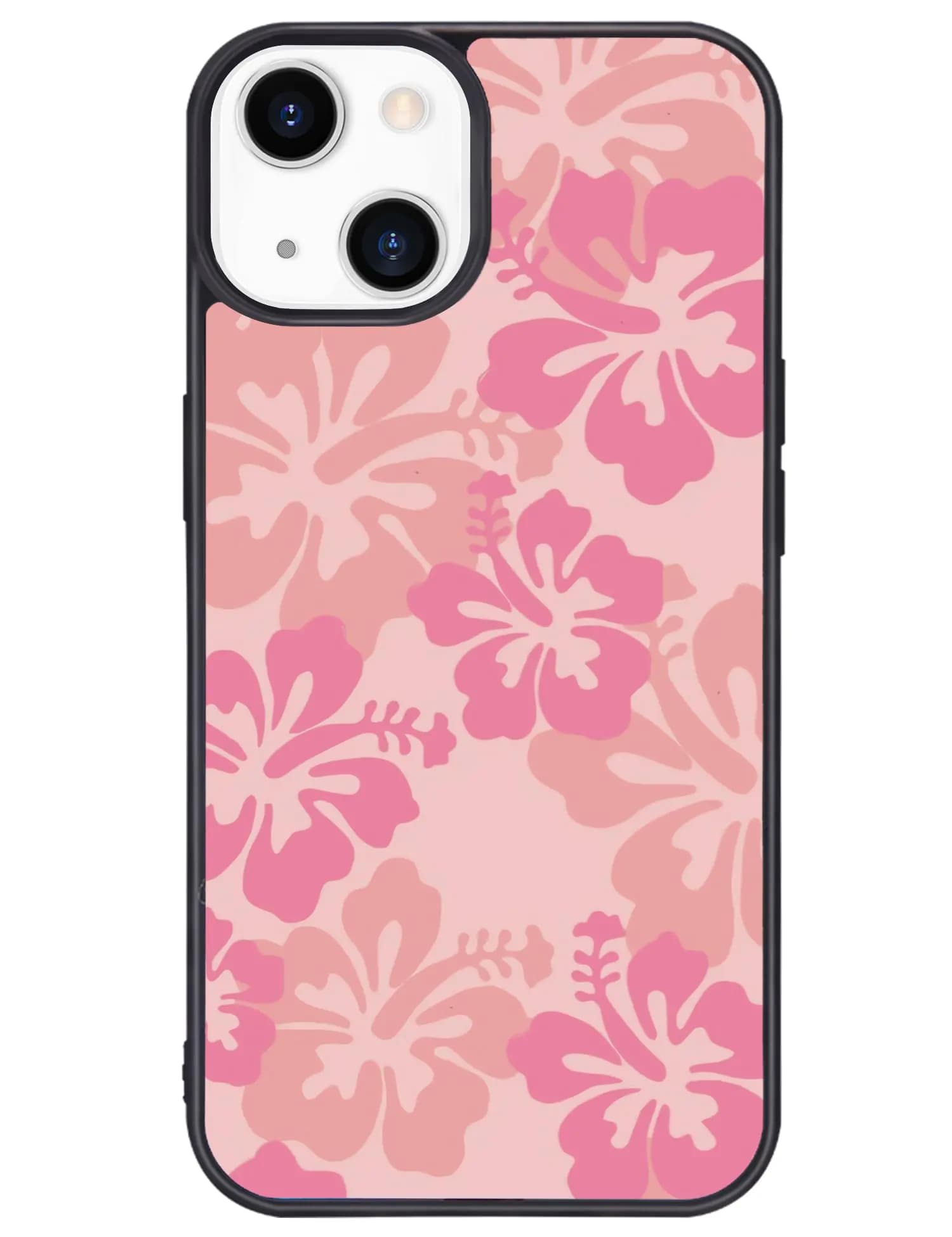 Wihytec Pink Hibiscus Flower Phone Case for iPhone 13 Hibiscus Floral Case Cover TPU Bumper Hard Back Shockproof Preppy Phone Case Girly Women Phone Case Cover