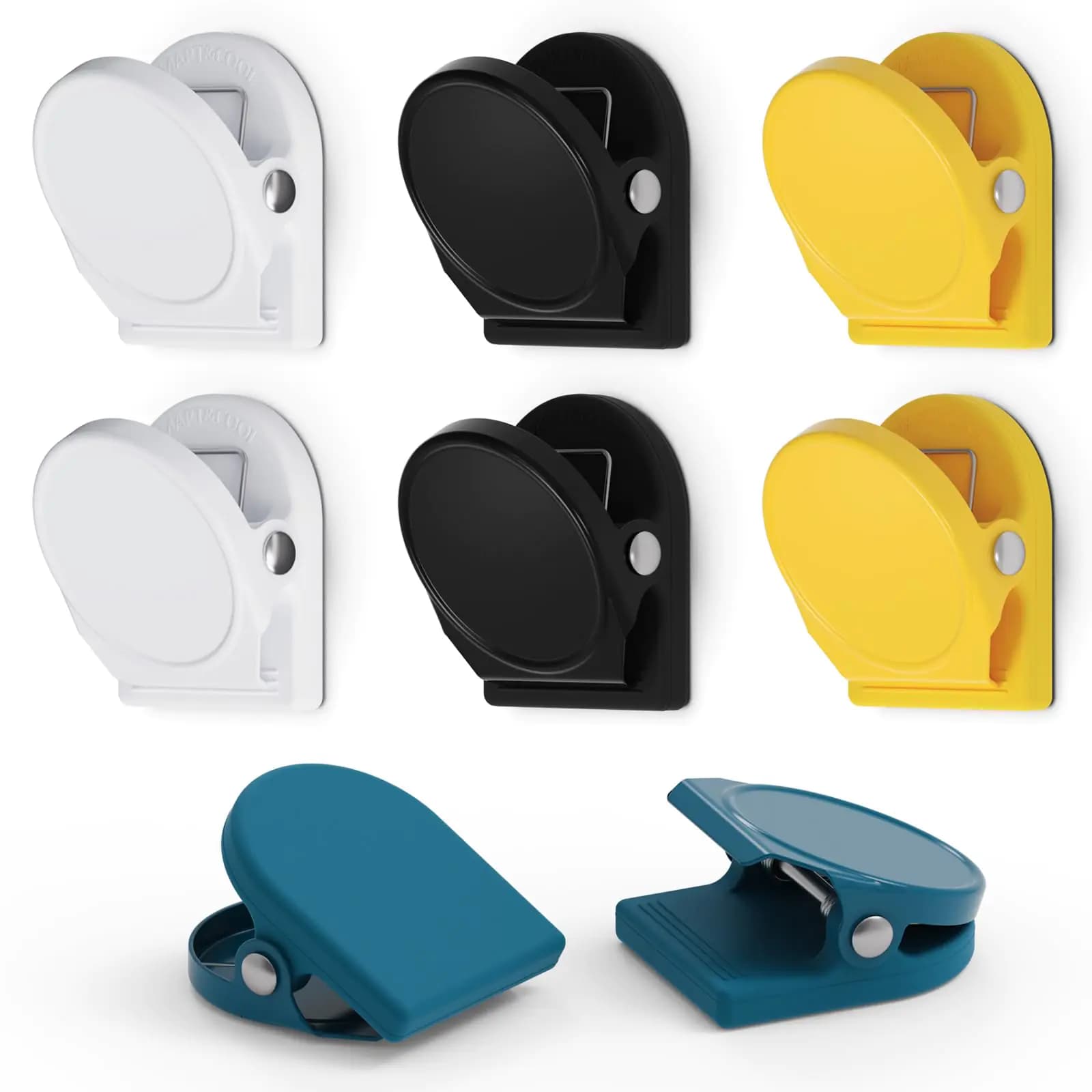 SMART&COOL Anti-Scratch Magnetic Clips with Silicone-Coated Base Fridge Magnets Office Supplies Multicolored 8Pack