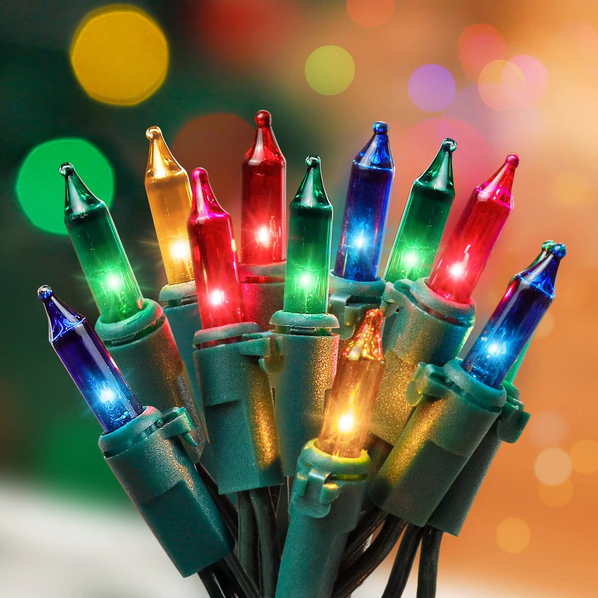 Hopolon Christmas Lights Multicolor2PACK 13 Feet 50Count Incandescent Christmas Tree Lights with Green WireConnectable Mini Lights Set for IndoorOutdoorHolidayHomePartyXmasEasterMulticolor