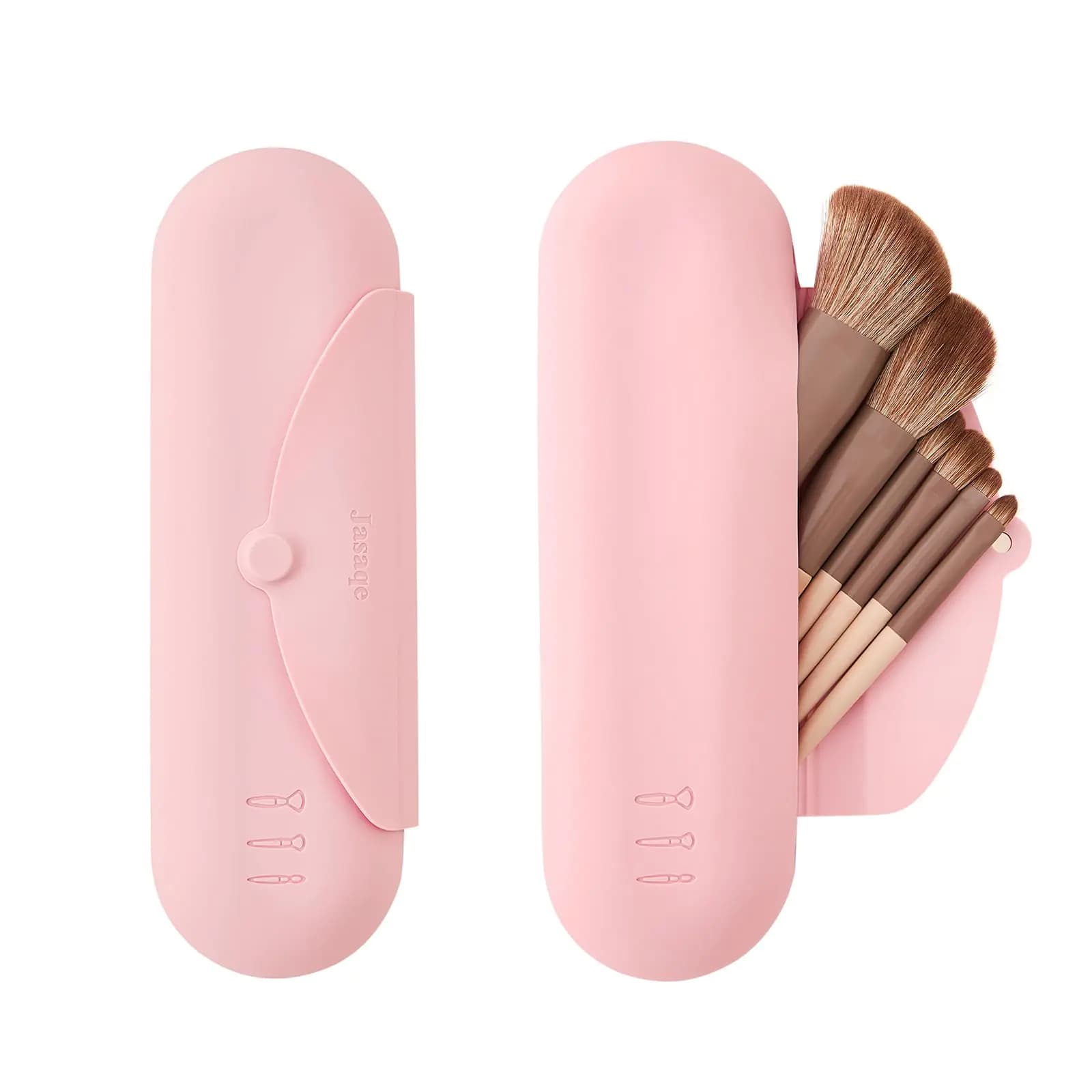 JASAQE Silicone Makeup Brush HolderTravel Makeup Brush Bag Case Makeup Brush Organizer Cosmetic Bag Portable Makeup Pouch Travel Essentials
