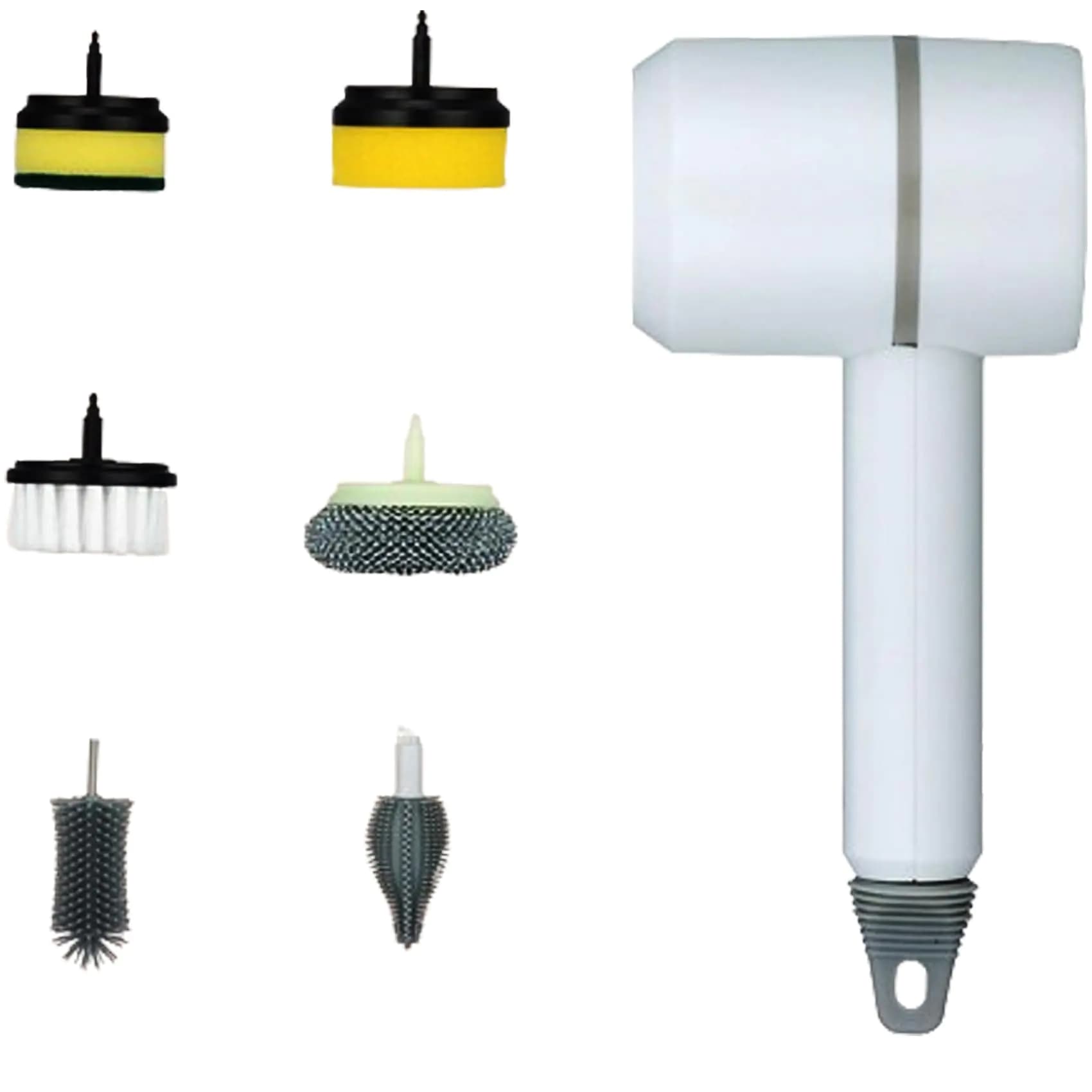Dish Buddy Electric Scrubber Dish Buddy Dish Buddy Electric Spin Electric Spin Scrubber 360° Rotating Multifunctional Wireless Rechargeable Cleaning Brush with 6 Replaceable Brush Heads (White)