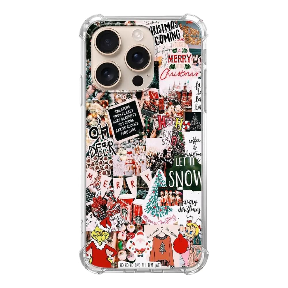 Nsydnbly Aesthetic Christmas Collage Phone Case Compatible with iPhone 16 Pro Winter Merry Christmas Phone Case for iPhone 16 Pro Trendy Cool TPU Phone Case Cover