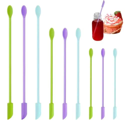 9 Pcs Tiny Makeup Spatula Sets Mini Silicone Spatula Beauty Double-end Makeup Spatula Thin Baking Kitchen Gadgets Tiny Spatula Set for JarKitchen BottlesCosmetic(Purple Blue Green)