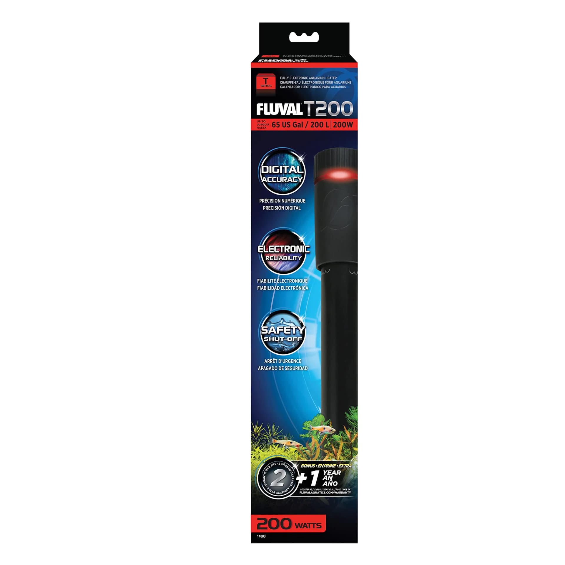 Fluval T200 Fully Electronic Heater for Freshwater Aquariums up to 65 Gal.