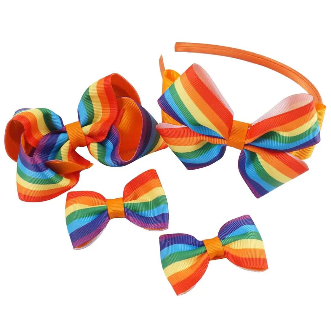 Rainbow Hair Clips Hair Bow for Women Girls Rainbow Hair Accessories Pride Day Hair Accessories TSFJ53 (4pcs Headband Set)