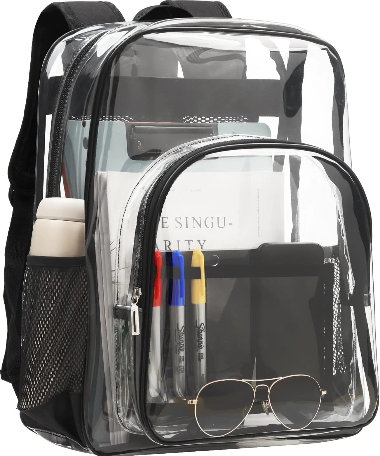 Axqcctoys TPU Clear Backpack Stadium Approved Large Clear Backpack Clear Backpack Heavy Duty for Stadium Work Travel