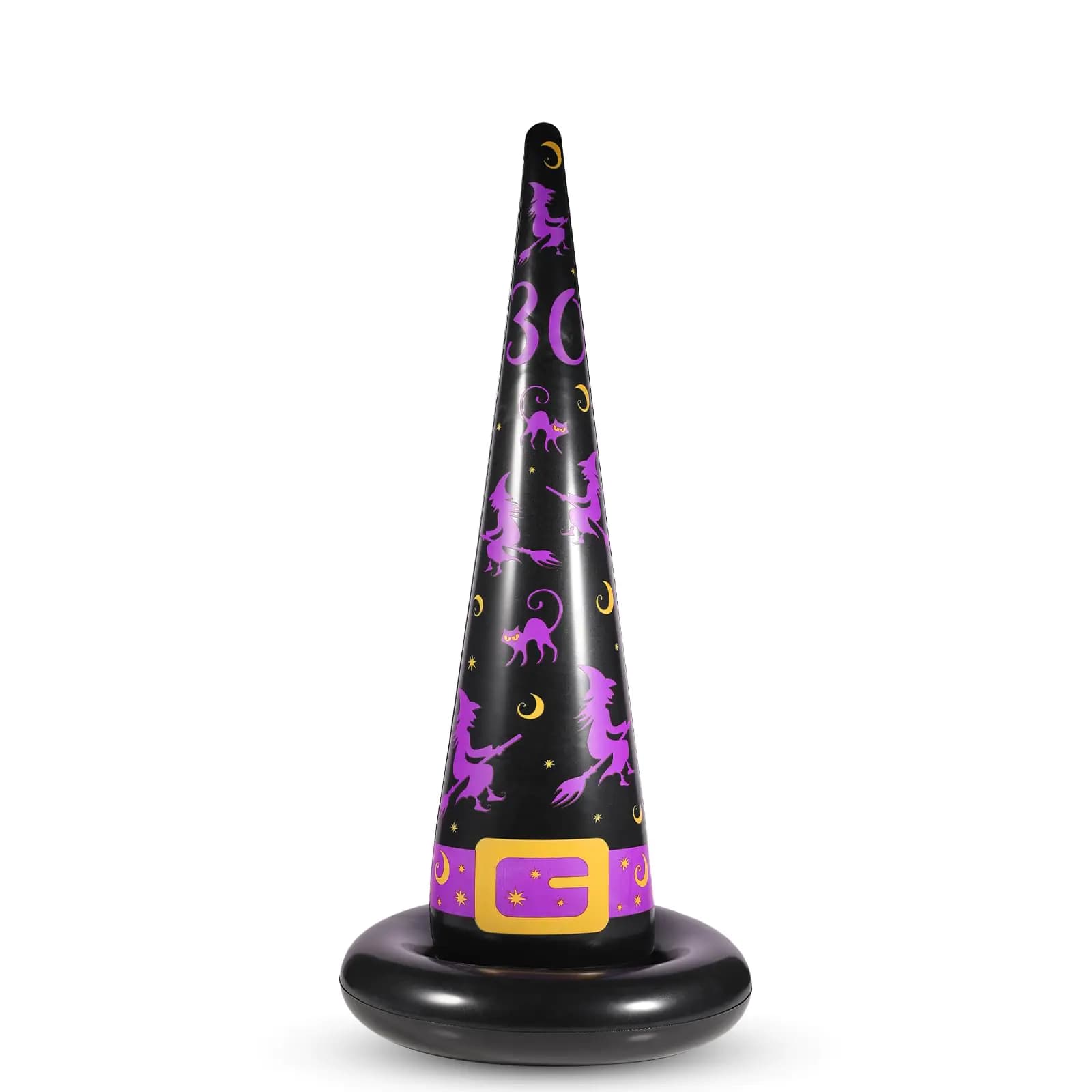 Halloween Ring Toss Game Set Inflatable Witch Hat Ring Toss Game with Plastic Rings and Air Pump Super Fun Halloween Games for Family Party Supplies Halloween Decorations