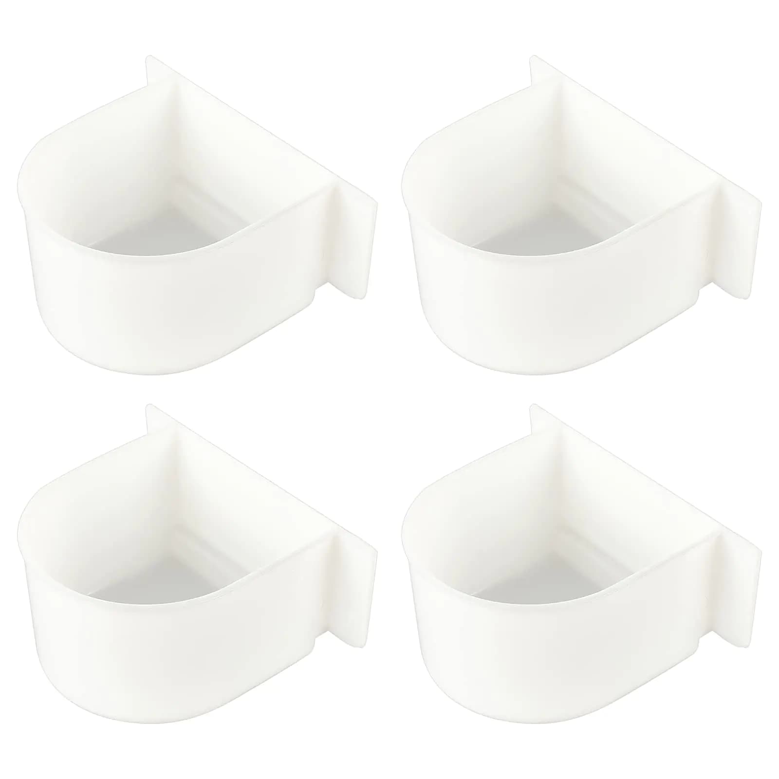 AHANDMAKER 4 Pcs Parrot Cage Replacement Food and Water Cup White Bird Feeders Winged Universal Cage Plastic Cups Pet Supplies for Small Bird