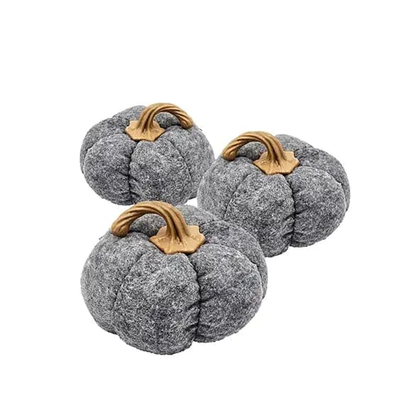 Set Of 3, 8.3x8.3x5.5 Gray Pumpkin, Pumpkin Ornament Decor For Holiday Harvest Festival Fall Festival Thanksgiving