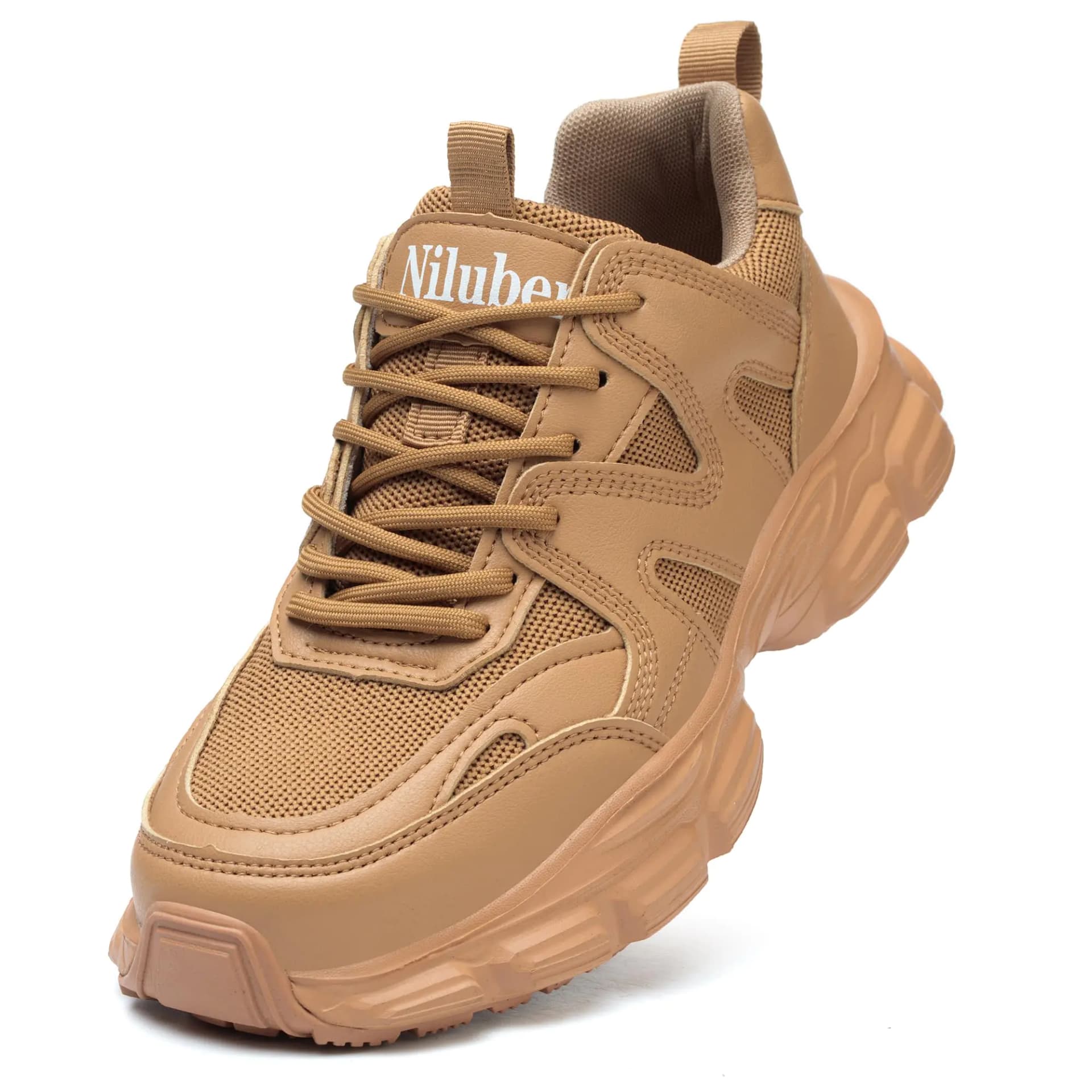 Niluber Fashion Womens Chunky Sneakers Lace-Up Platform Sneakers for Women Lightweight and Comfortable Walking Sneakers Casual Dad Shoes(Brown6)