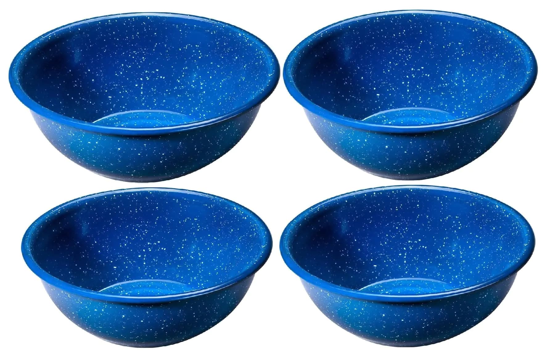 Enamelware for Camping and Backpacking - Camping Cookware Gear Essentials for Camping and Backpacking (Made by Caddis Sports) (6 Inch Bowl (4 Pack))