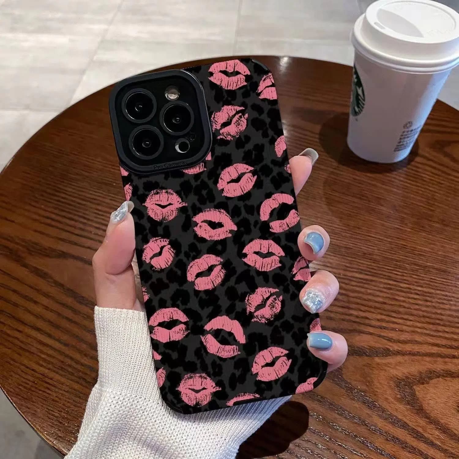 MICHATI Phone Case for iPhone 15 ProMax iPhone 15 ProMax Phone Case with Prints (Leopard Print & Kisses)