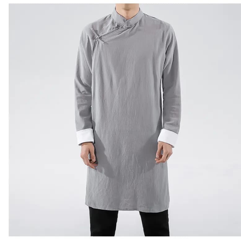 Chinese Style Men's Clothing with Oblique Flap Buckle