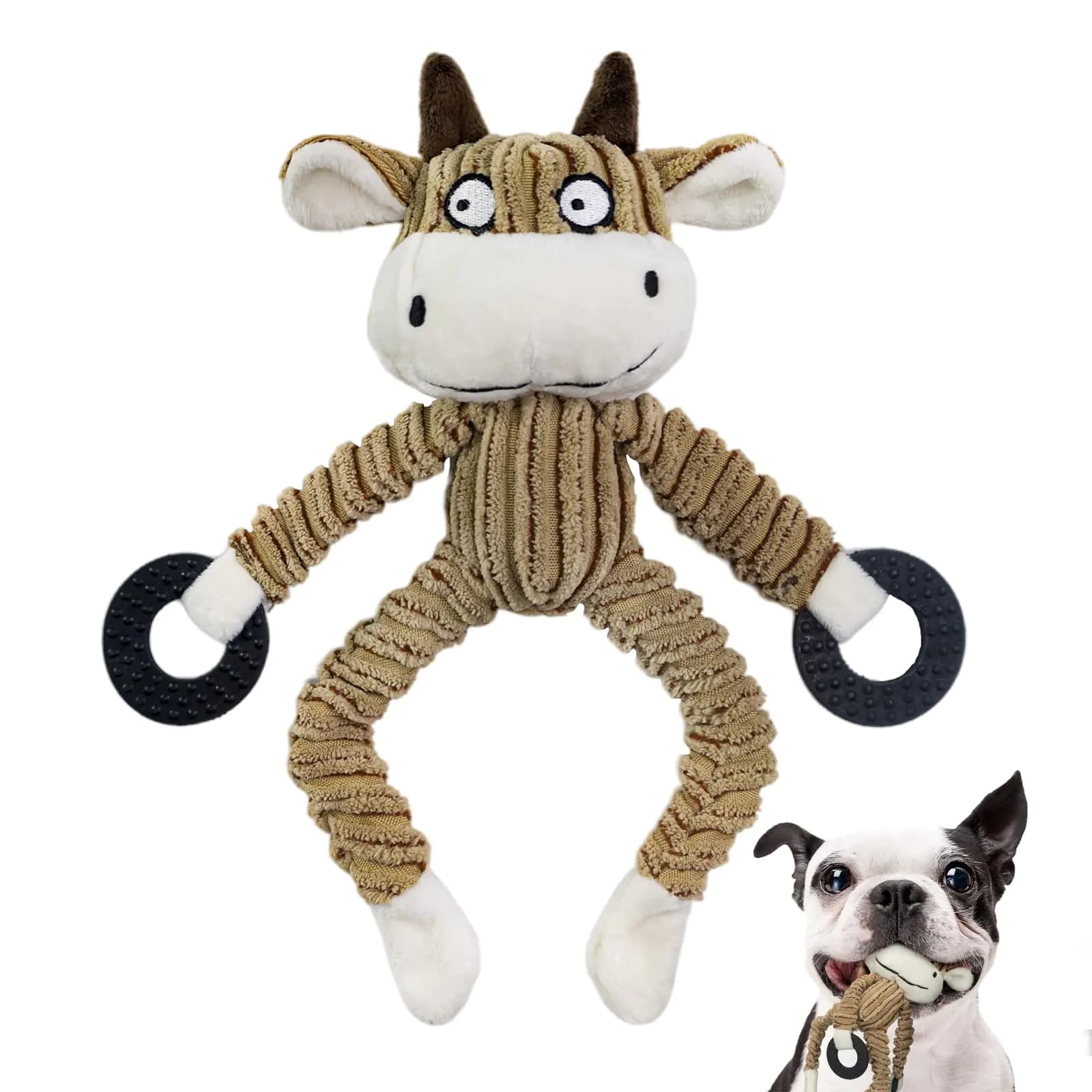 Squeaky Plush Puppy Chew Toy Cow