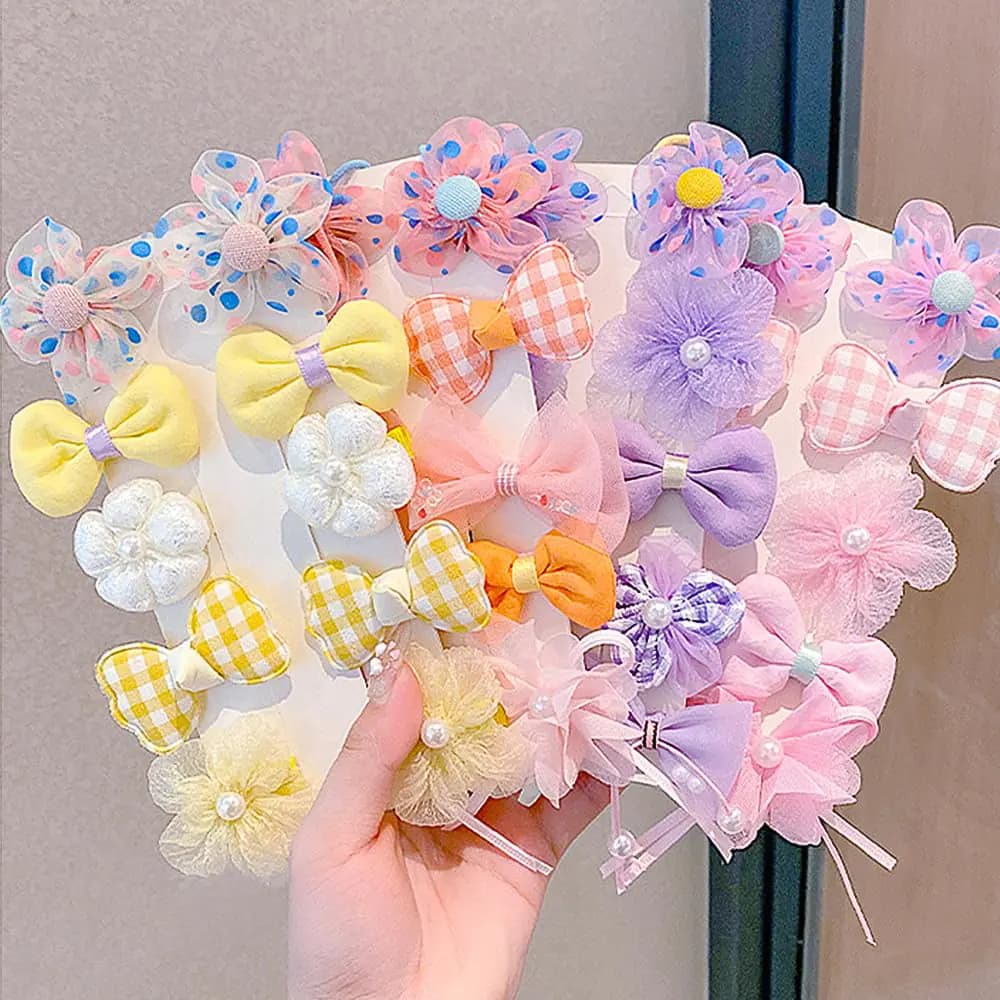 Flower Hair Ties with Bows for Girls