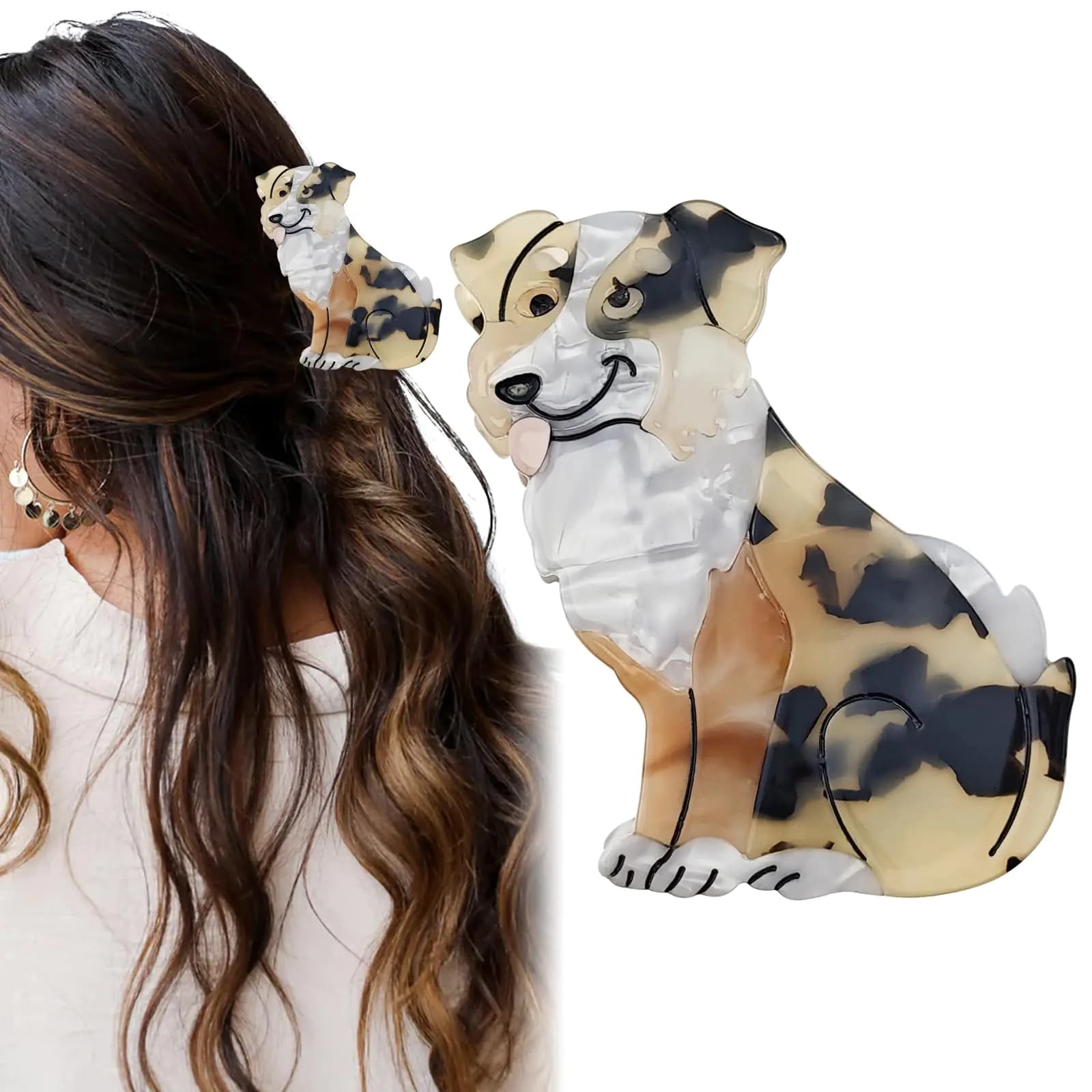 Cute Sheepdog Claw Clips Cellulose Acetate Hair Clips Dog Hair Barrettes Hair Accessories for Women Girls