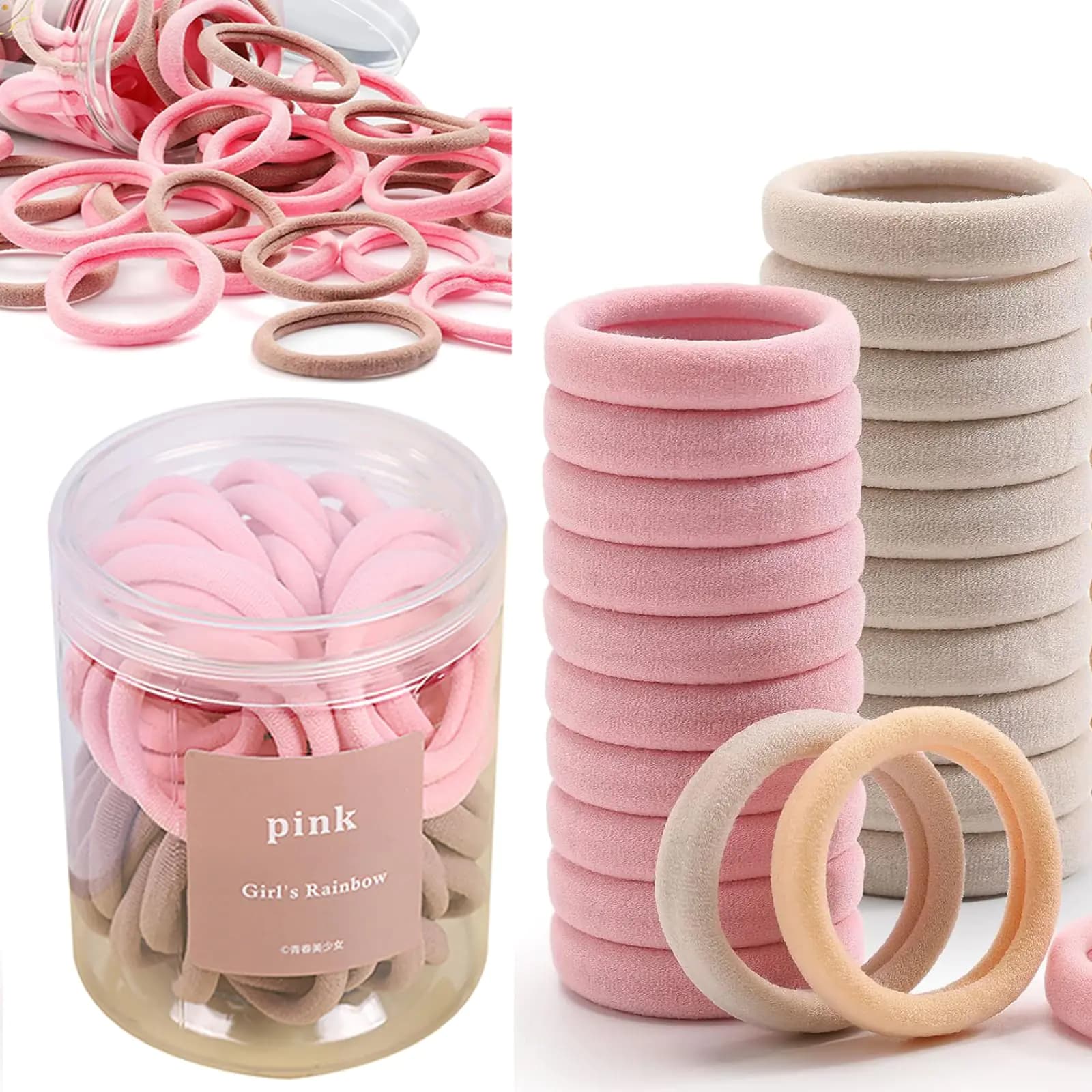 Pink Seamless Hair Ties No Damage