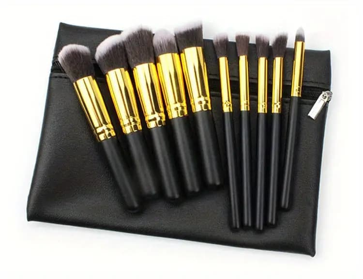Black Zipper Cosmetic Bag for Makeup Brushes and Accessories
