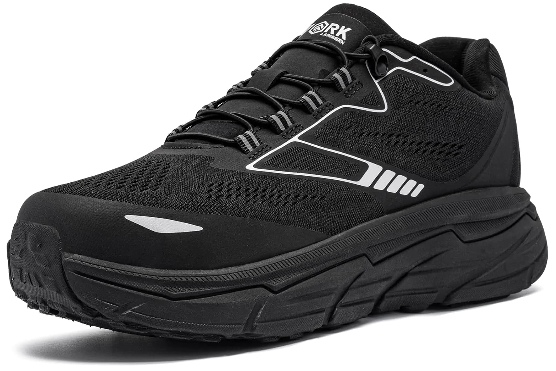 LARNMERN Steel Toe Sneakers for Men Women Lightweight Work Shoes Comfortable Safety Sneakers Slip Resistant Tennis Shoes Slip-on Hiking Shoe Mens Trail Running Sneakers Construction(10 Black)