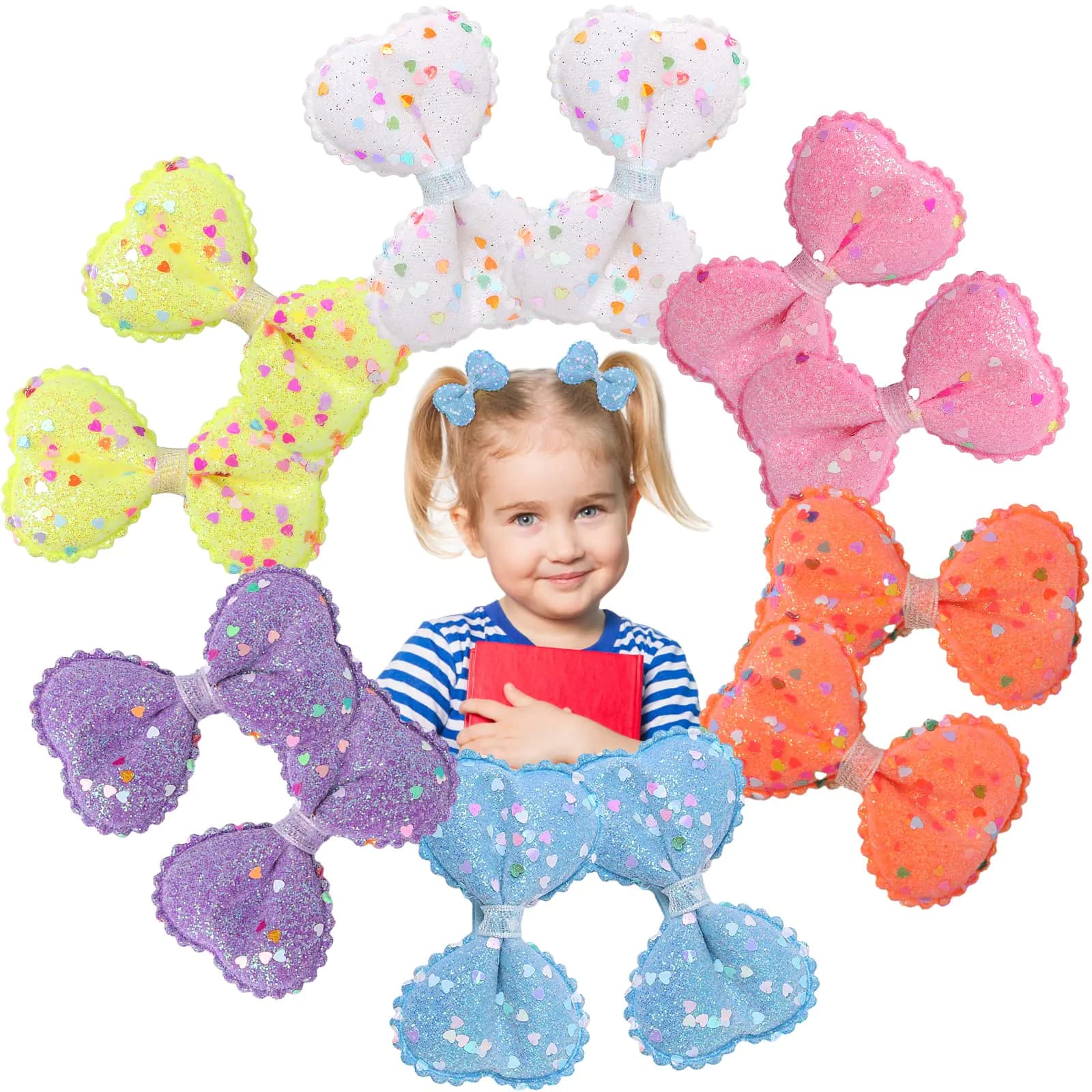 Glitter Hair Bows for Girls12pcs Sparkly Hair Alligator Clips for Toddler Baby Sequins Hair Barrettes Hair Accessories
