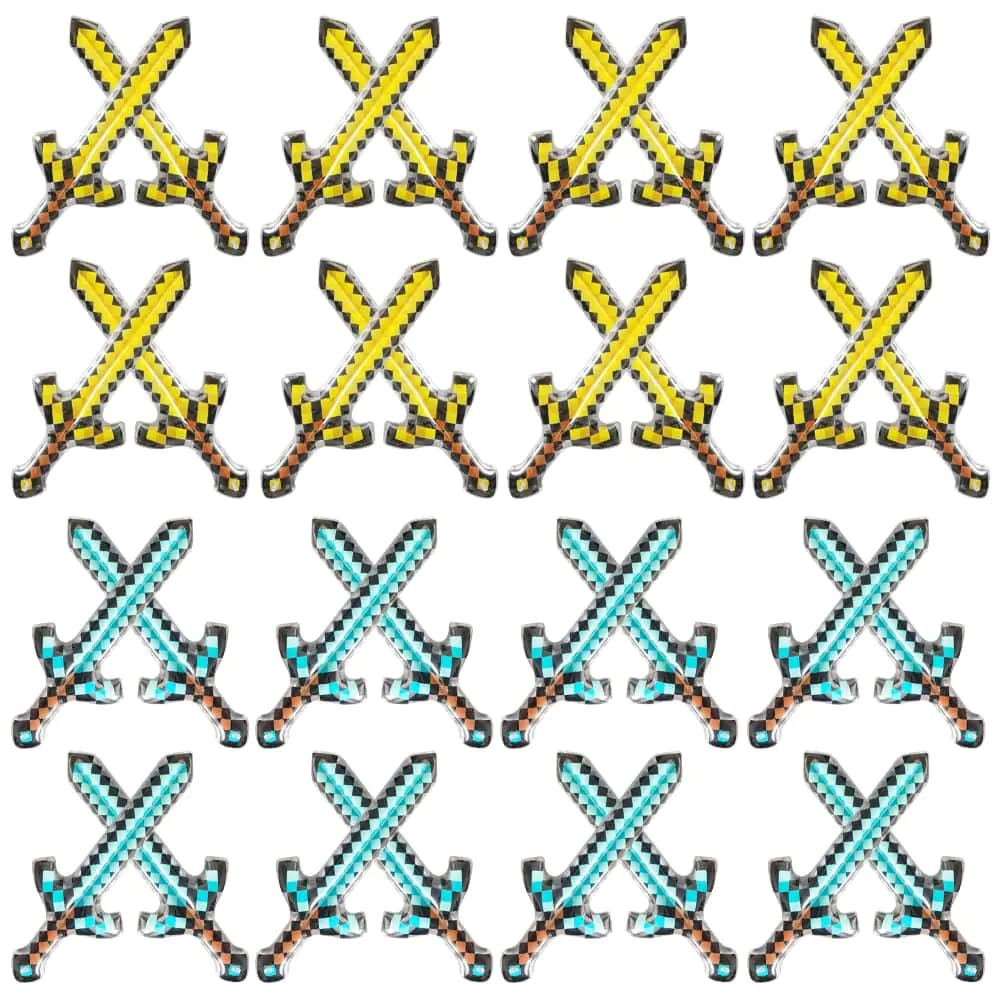 Ukontagood 32 Pack Inflatable Weapon Inflatable Pixel Sword for Kids Theme Party Birthday Inflatable Diamond Sword Sets Halloween Party Supplies (2 Colors)