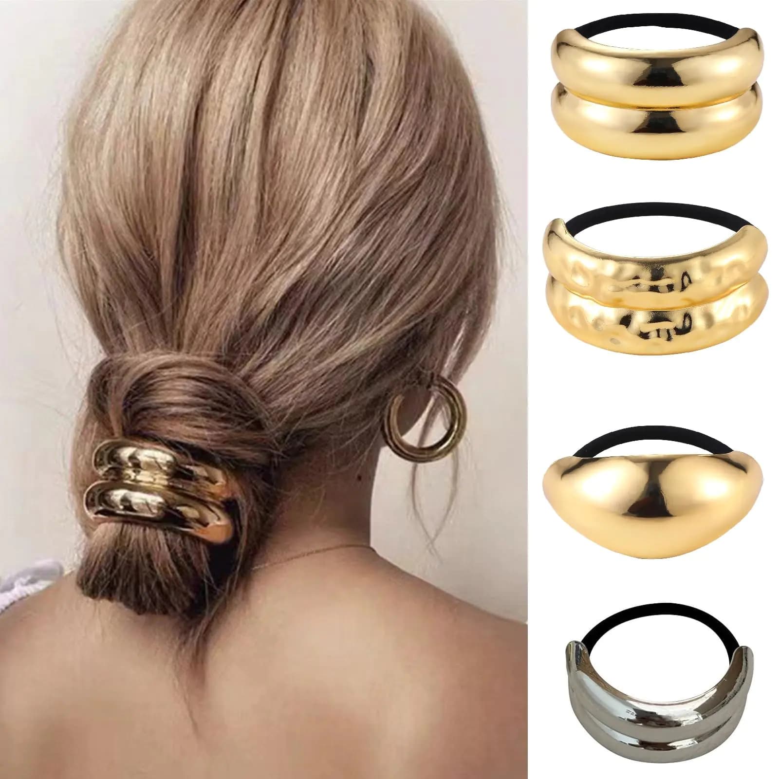 Metal Geometric Hair Ties for Thick Hair