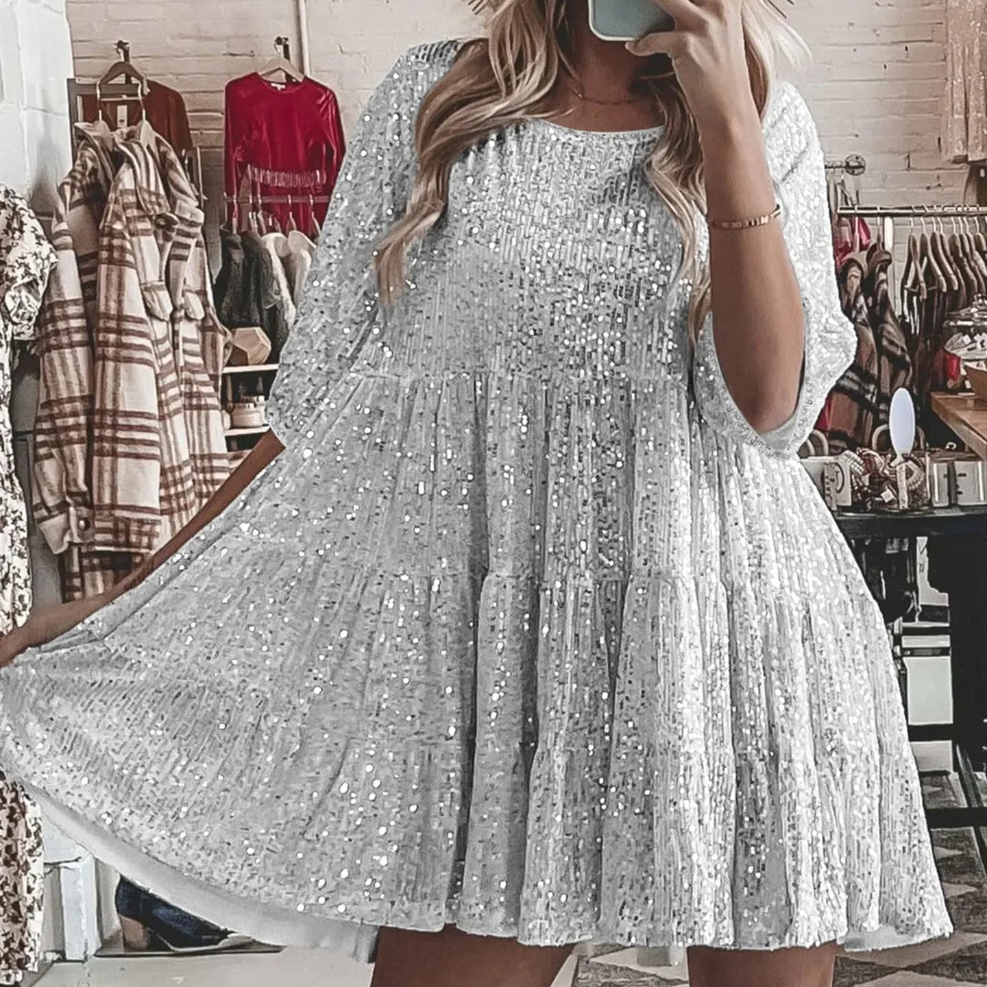 Dress Tide Women's Clothing with Sequins and Glitter