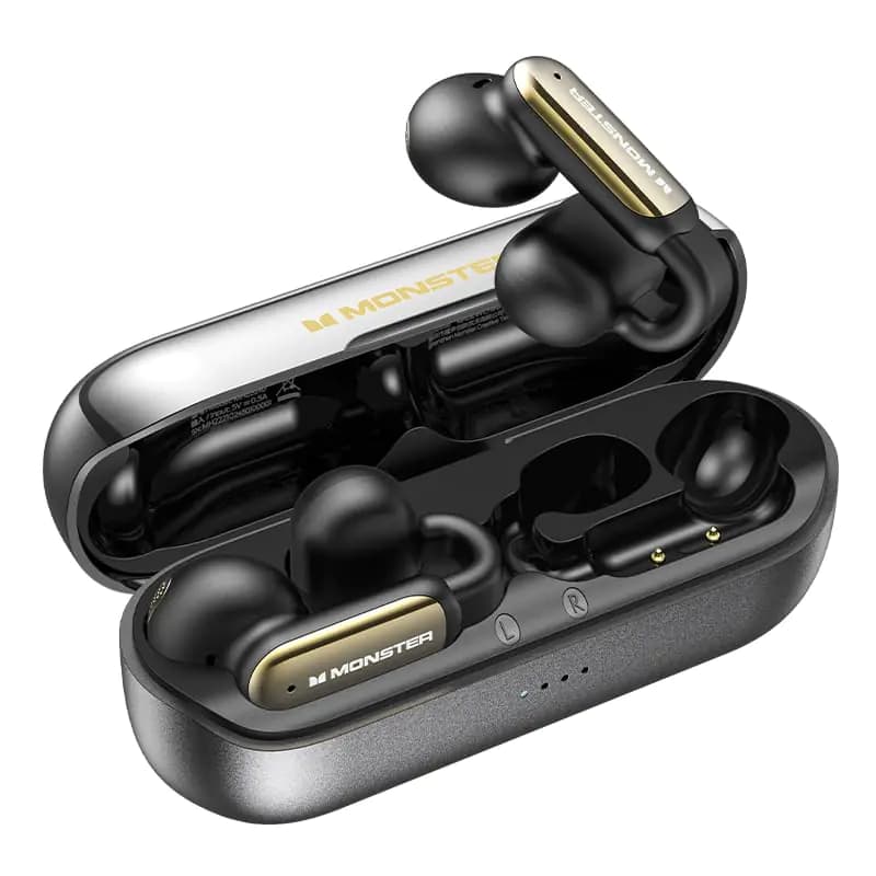 Monster Open AC601 Wireless Earbuds Comfort Clip-On Bluetooth Earbuds Bluetooth 5.4 Earbuds with Environmental Noise Cancellation IPX5 Waterproof & Touch Control Wireless Headphones for Anywhere