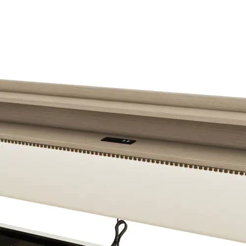 Twin Size Daybed With Storage Drawers, Upholstered Daybed With Charging Station And LED Lights, Beige