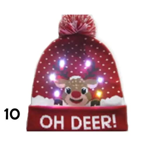 Pom Party Holiday Hats With LED Lights