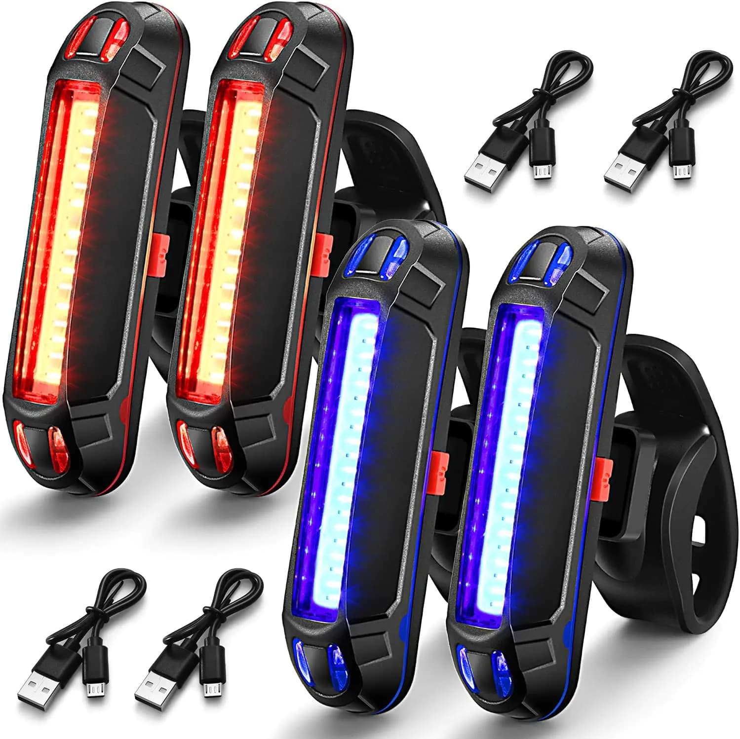 FICBOX LED Boat LightLED Navigation Lights Kit for Boat Kayak Stern Lights Battery Operated Rechargeable LED Lights Bike Tail Light 4 Light Options (Blue/red)