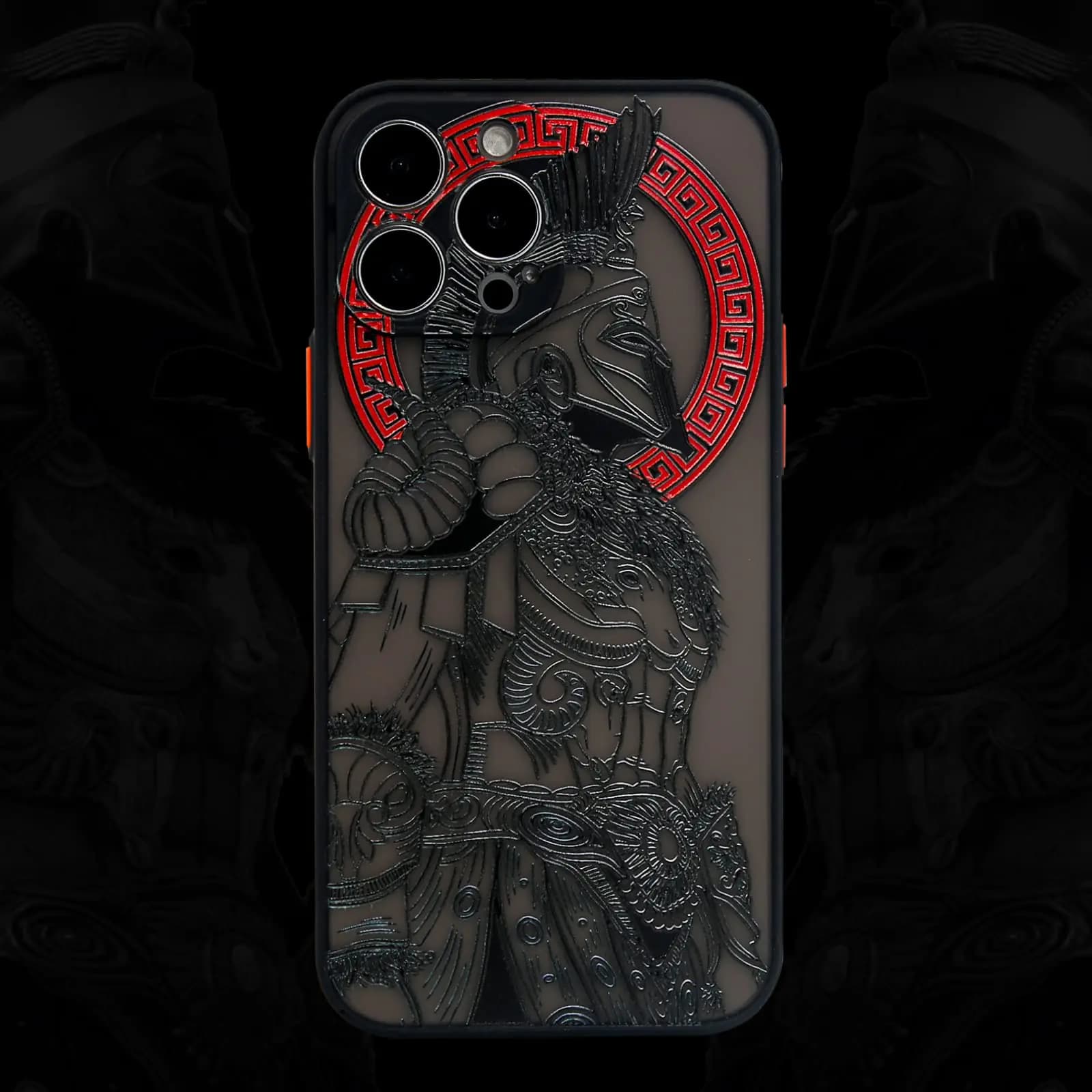 Cool Gladiator Phone Case with 3D Embossed Compatible for iPhone 14 Pro Clear Frosted Trendy Phone Case