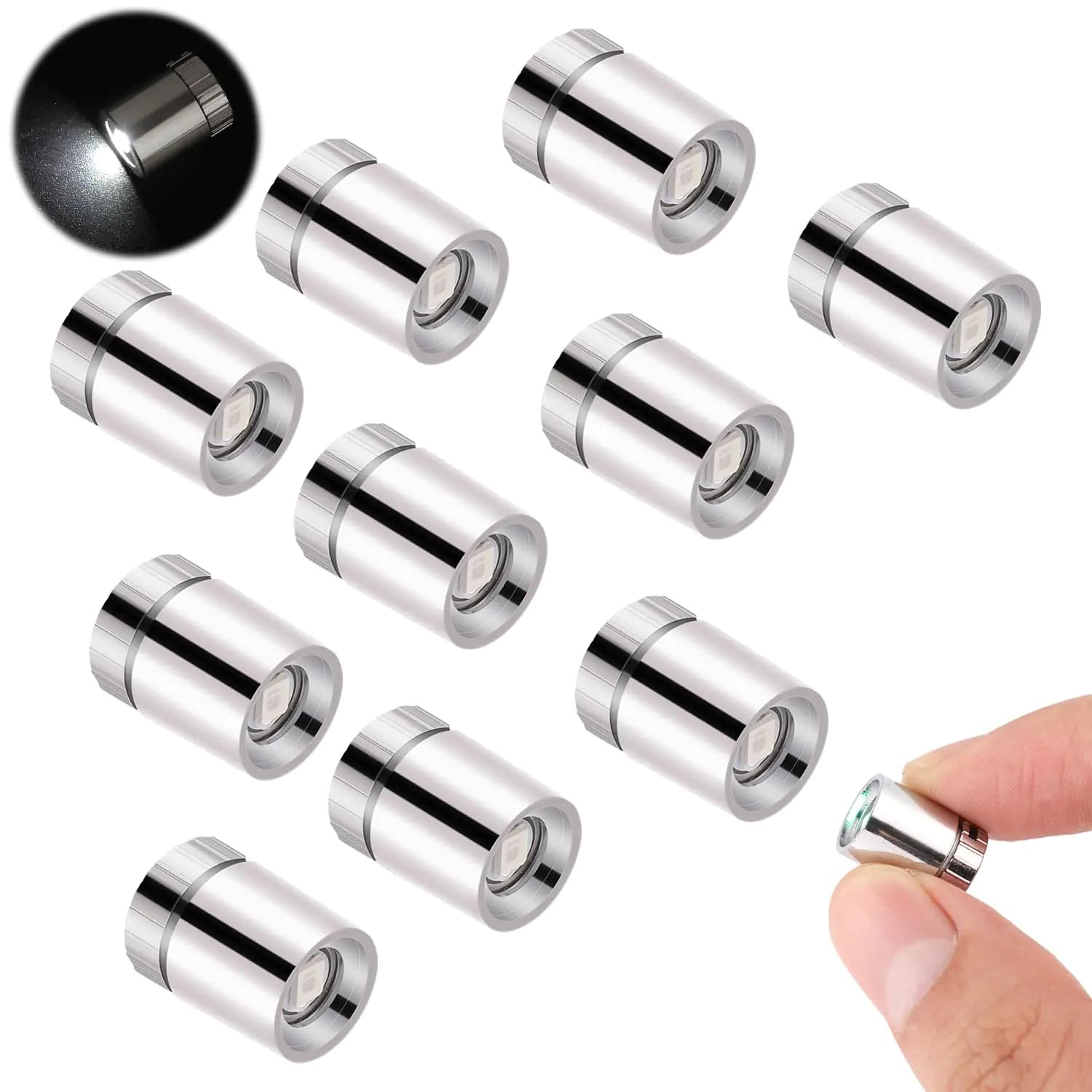 BTFO 10pcs LED Mini Lights Small Led Lights for Dollhouse Silver Plastic Battery Included Doll House Electric Lights for Paper Lantern Party Decoration Crafts Dollhouse Accessories(White Light)