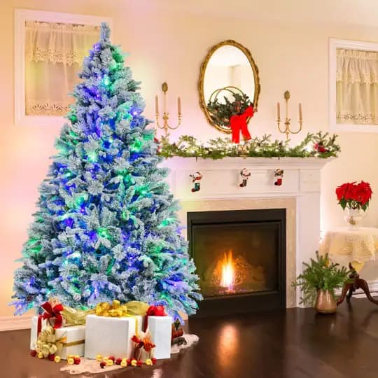 1 Pc Stunning Lighting 4.5 6 7 Feet Artificial Xmas Tree With Pine Needles And LED Lights