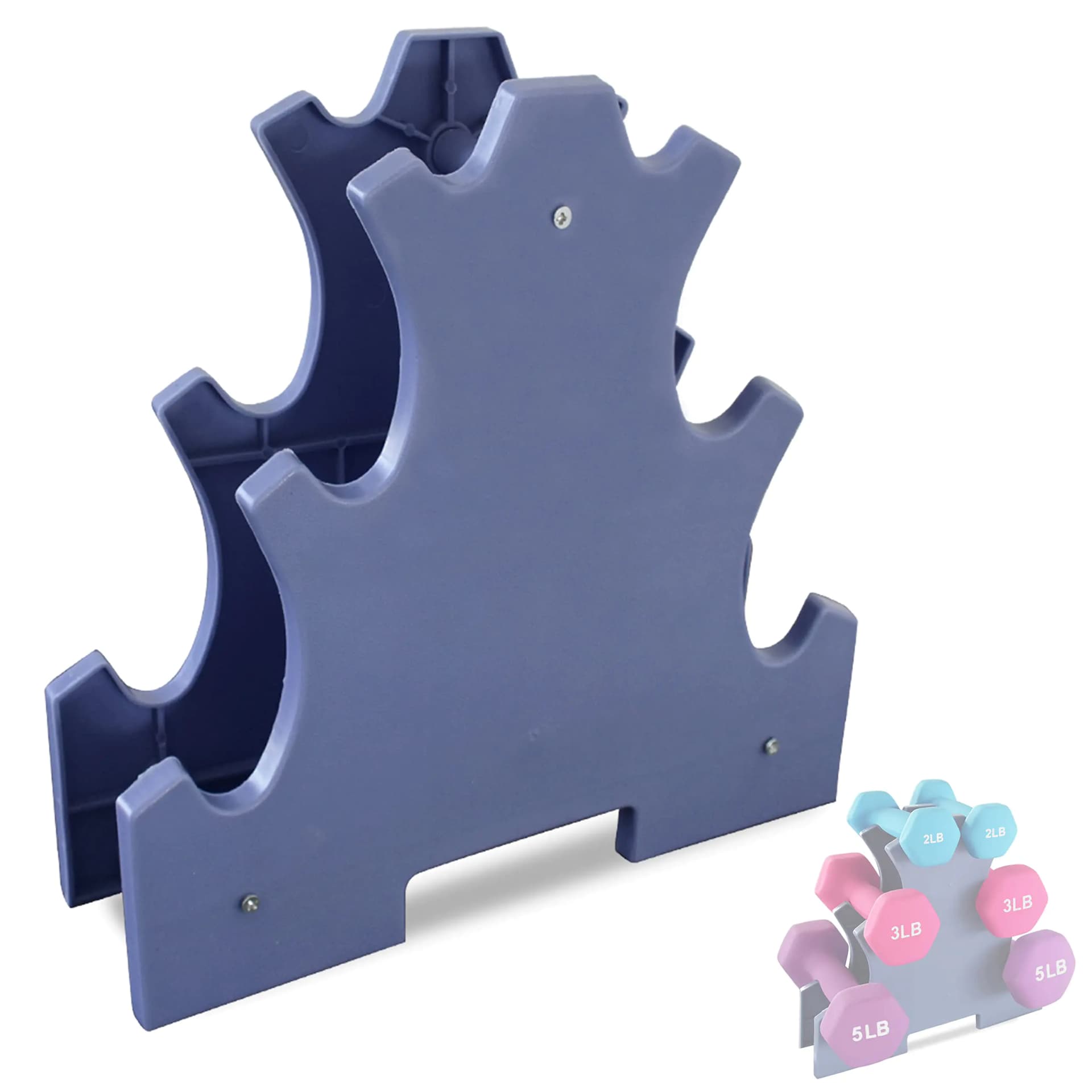 Balelinko 3 Tier Dumbbell Rack Stand Compact Free Weight Dumbbell Holder for Home Gym Organization (Weights Not Included)Blue