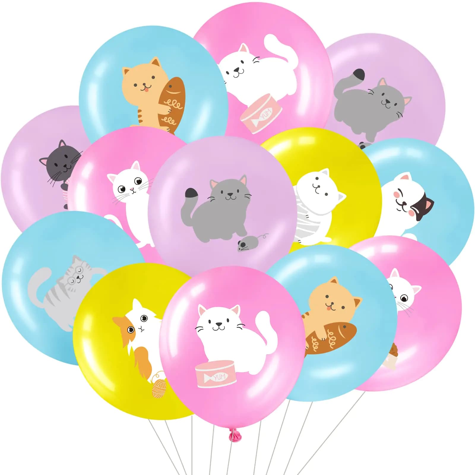36 Pcs Cat Theme Party Latex Balloons Animal Cat Print Decorations Cartoon Cat Party Favors for Boy Girls Cat Kitty Theme Birthday Party Decorations Supplies 12 Inches(Cartoon Style)