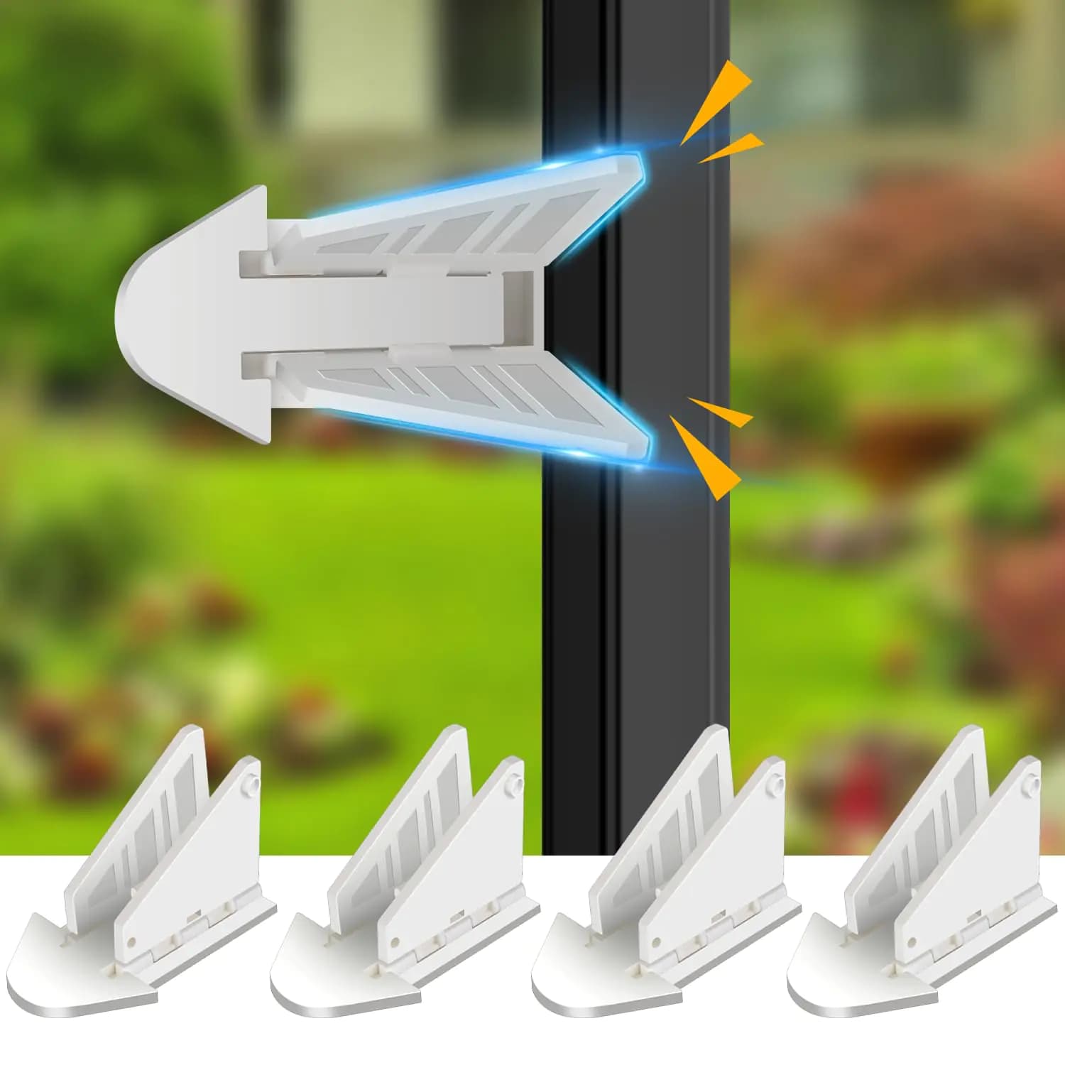 4PACK Sliding Glass Door Lock Baby Proofing Window Door Locks Security Bar Baby Child Safety Products Kits Locks Slide Window Locks for Kids Patio Closet Doors (White)